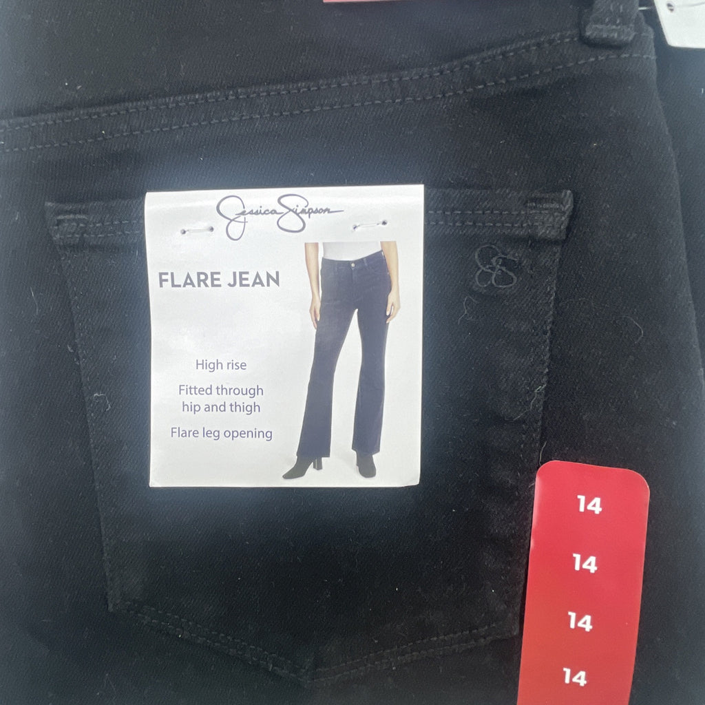Jessica Simpson Women's High Rise Fitted Flare Jean, JJSB16035 Size 14 Black