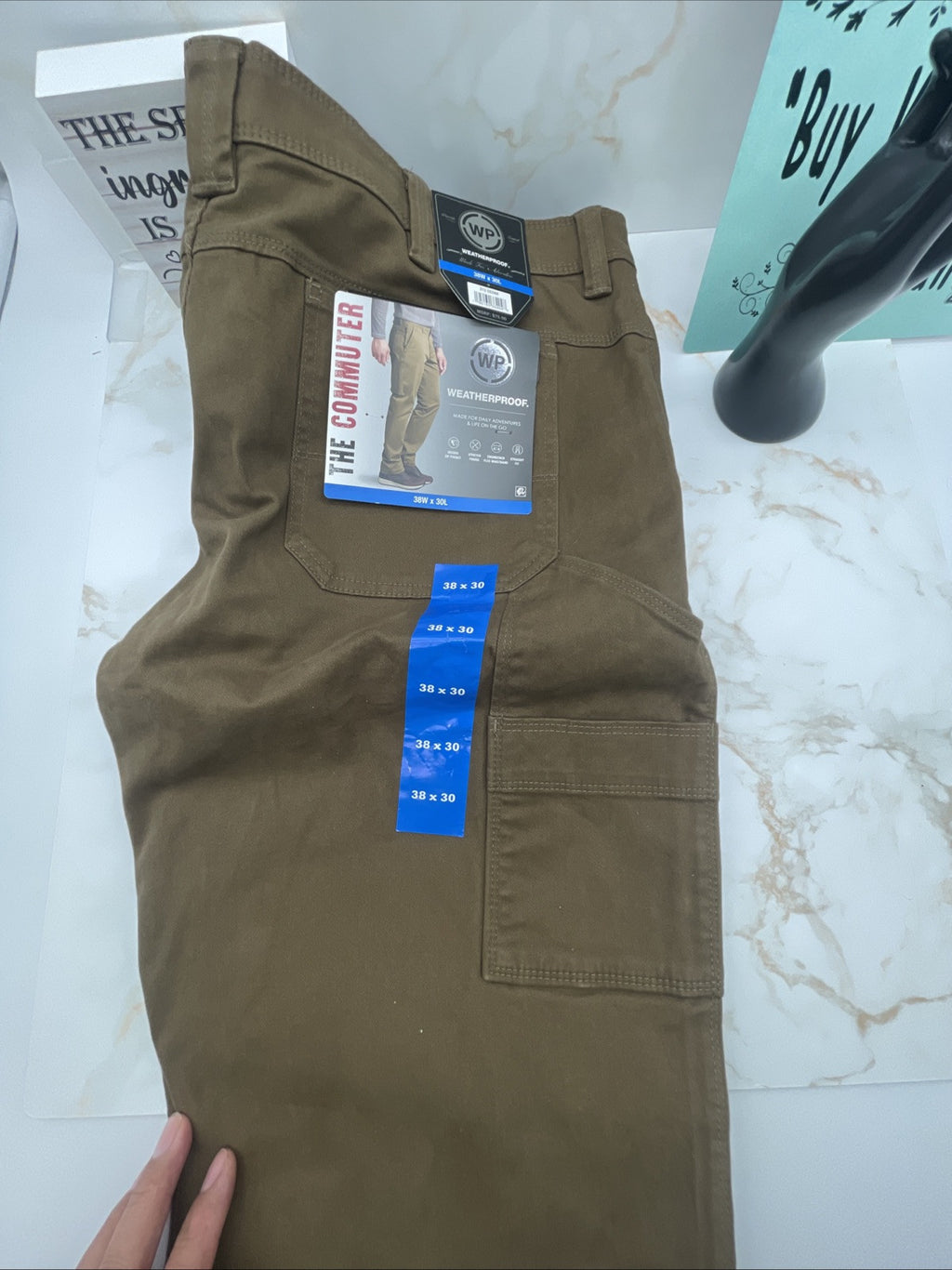 Weatherproof Men's Stretch Straight Fit Commuter Flex WaistbandPant Cedar 38x30