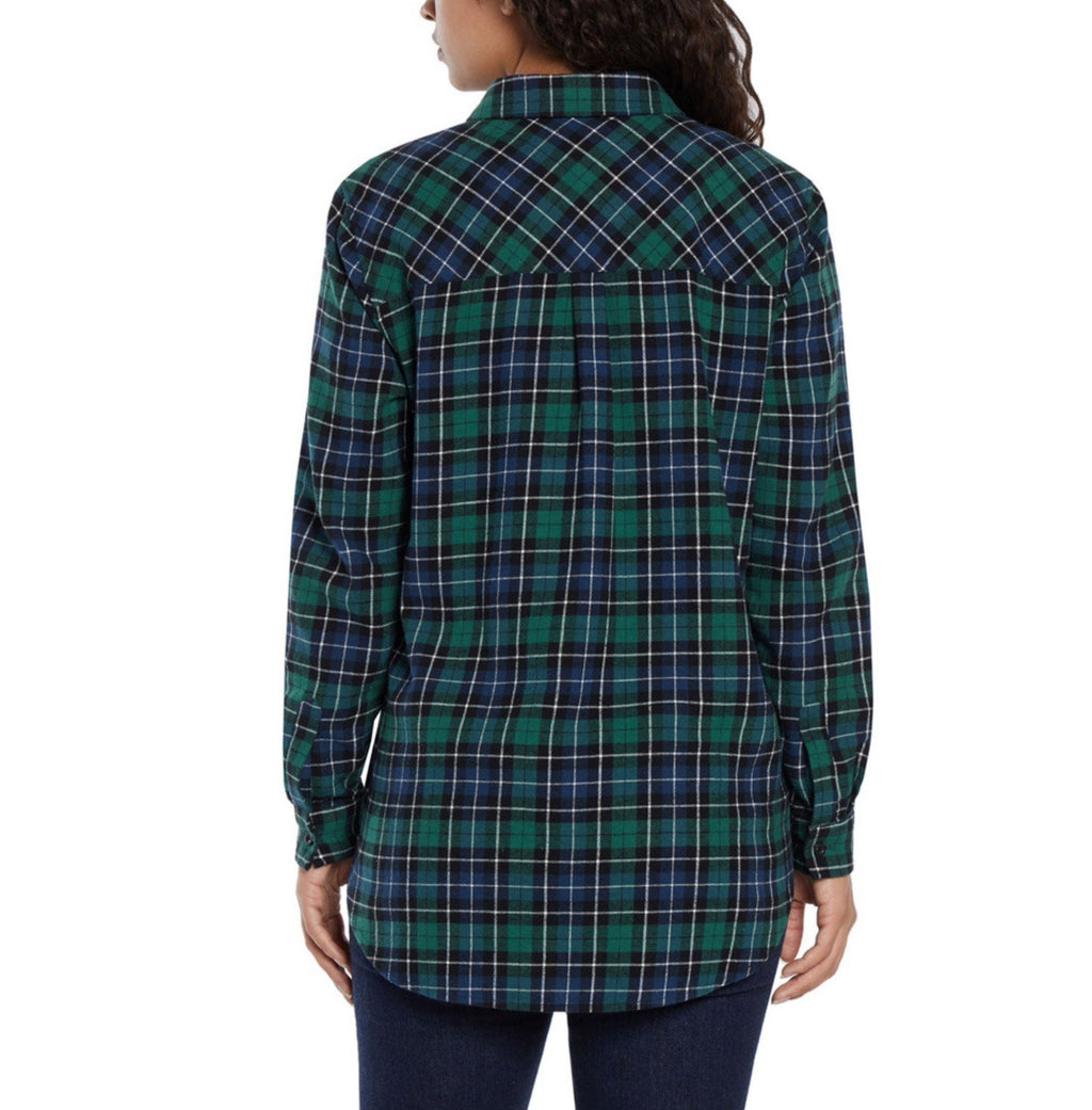 Gap Women's Soft Long Sleeve Hi-Low Hem Relaxed Fit Flannel Size S