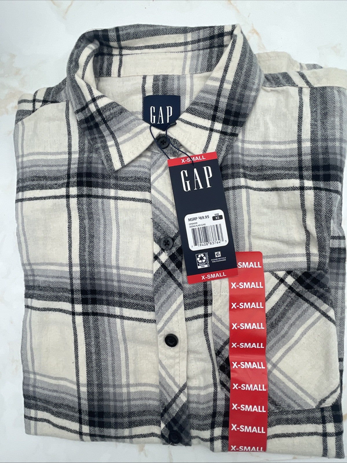 Gap Women's Soft Long Sleeve Hi-Low Hem Relaxed Fit Flannel Size XS