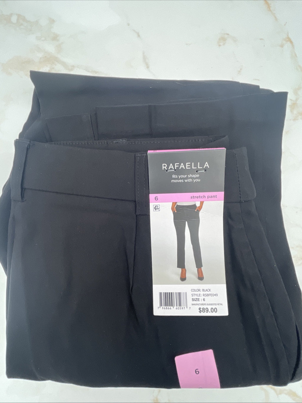 Rafaella Women's Pull-On Stretch Ankle Pant Size 6 Black
