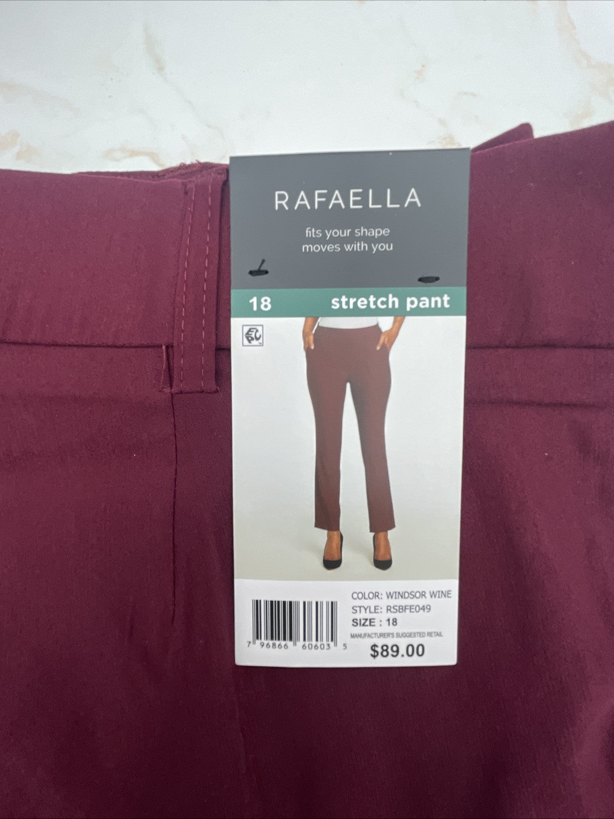 Rafaella Women’s Pull-On Belt Loops Functional Pockets Stretch Ankle Pant 18