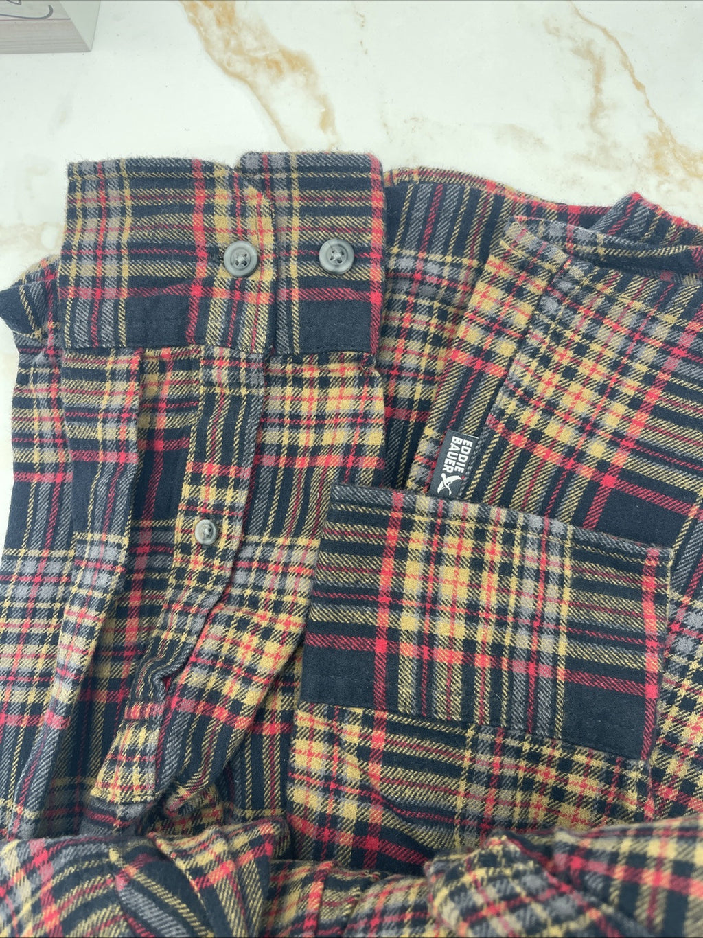 Eddie Bauer Men's 100% Cotton Easy Care Warm Brushed Twill Flannel Shirt Size L