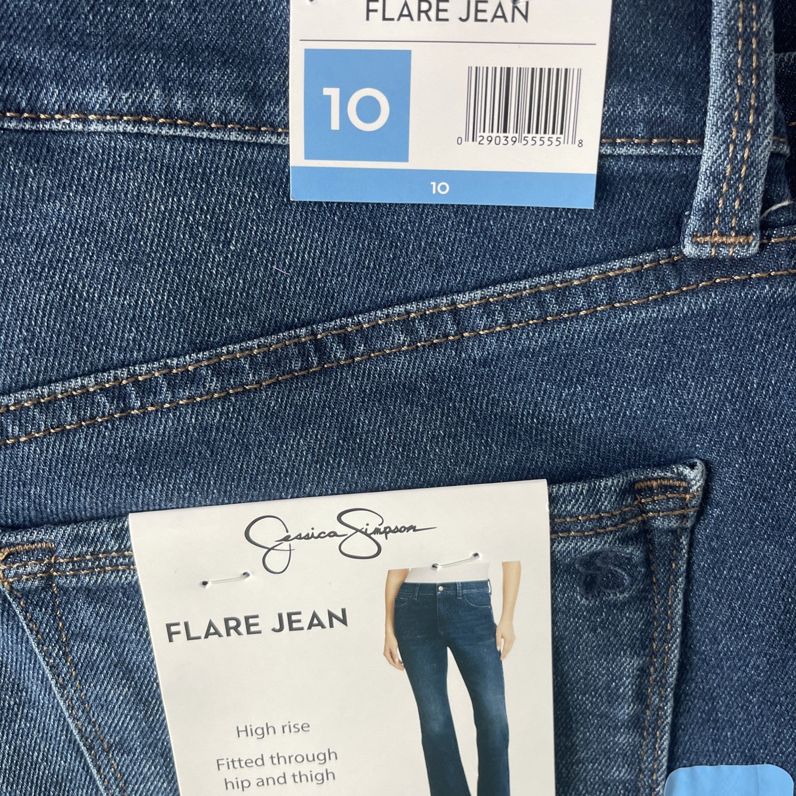 Jessica Simpson Women's High Rise Fitted Flare Jean, JJSB16035 Sz 10 Blue Drive