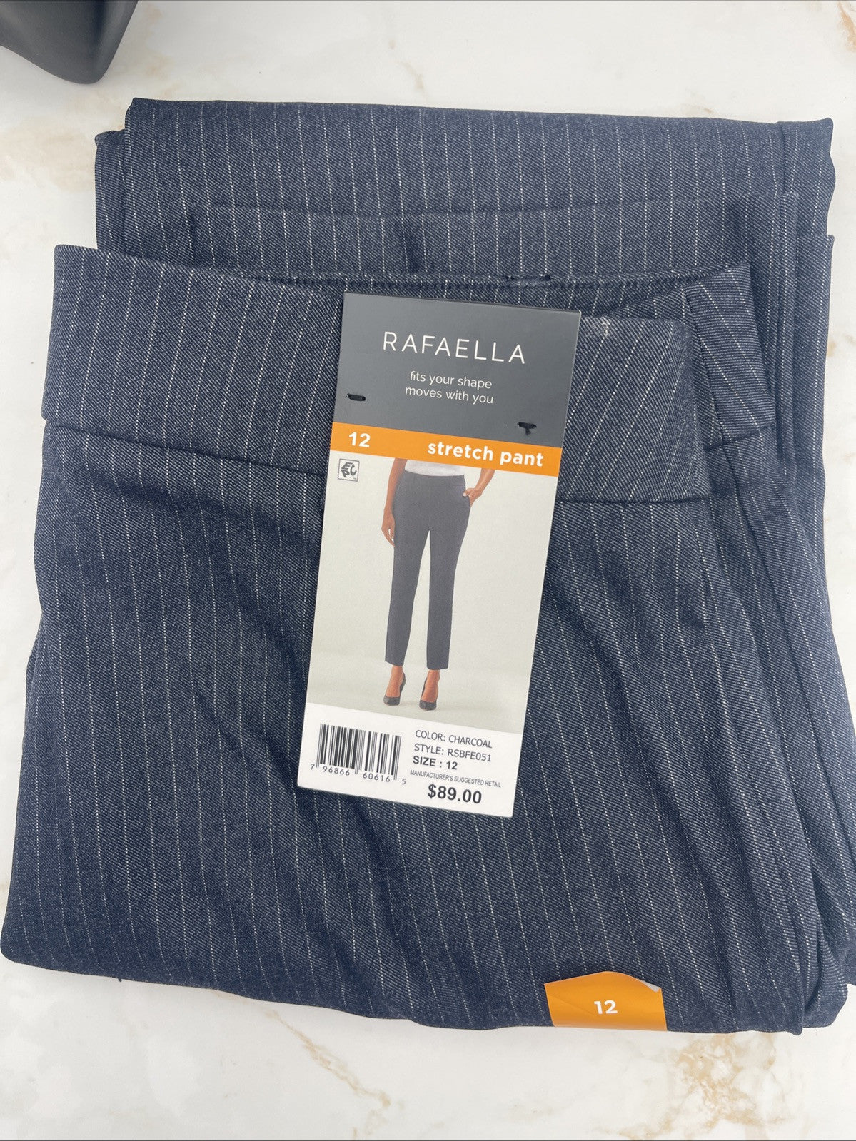 Rafaella Women’s Pull-On Belt Loops Functional Pockets Stretch Ankle Pant Sz 12