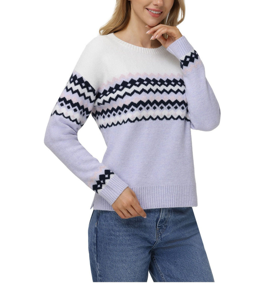 525 Women's Super Soft Crewneck Pullover Lurex Fairisle Sweater XXL