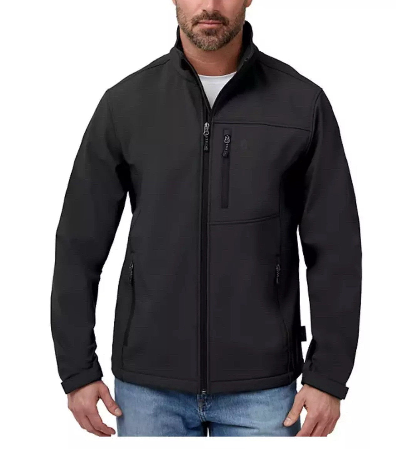 Free Country Men's Stretch Wind & Water Resistant Softshell Jacket S pick Black