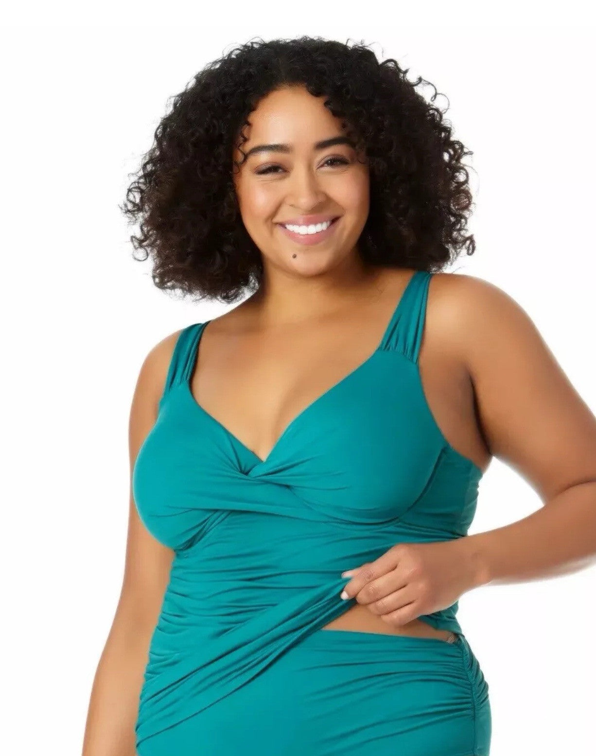 Anne Cole Womens Twist Front Tankini Beachwear Swim Top Separates Plus 22W