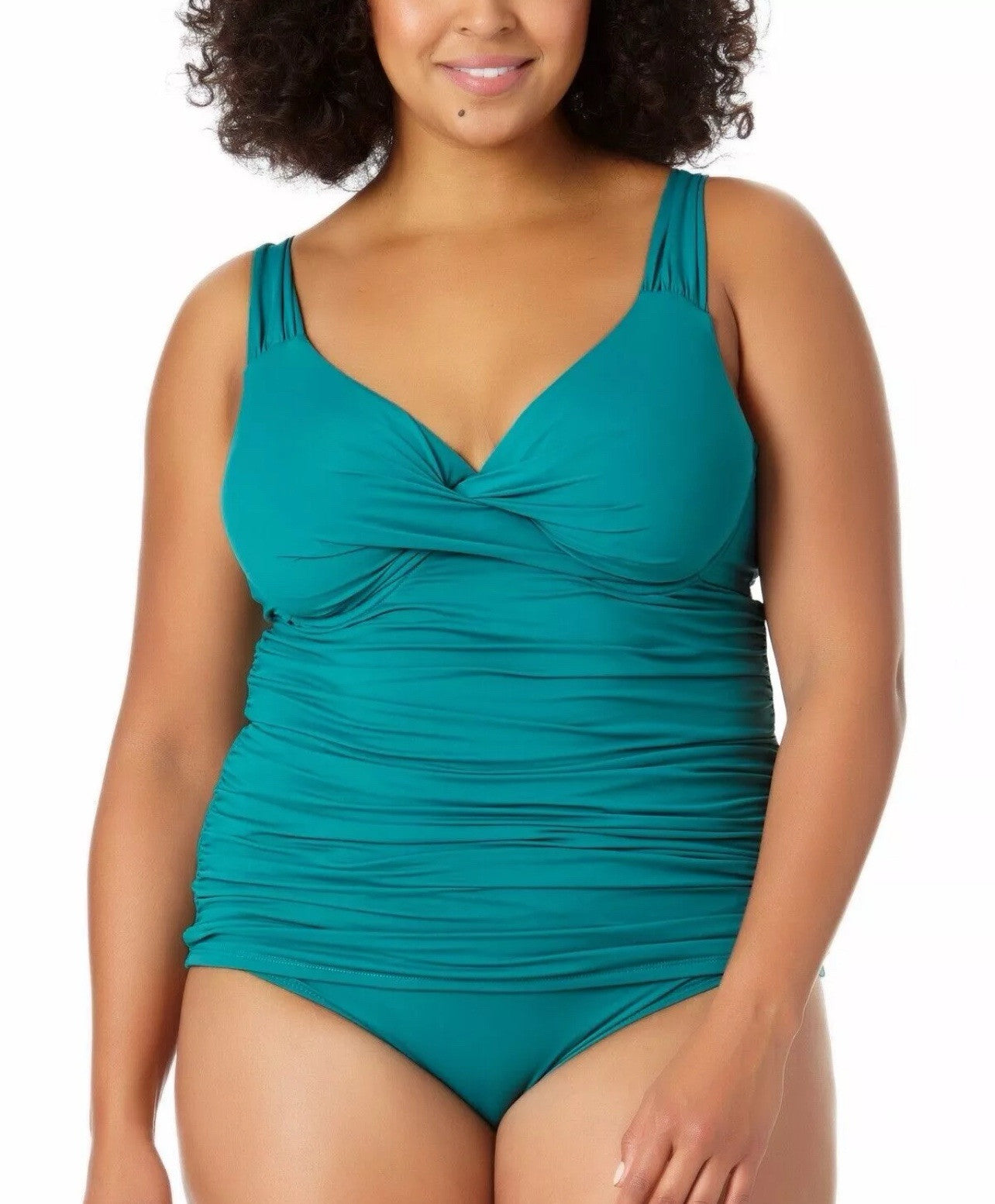 Anne Cole Womens Twist Front Tankini Beachwear Swim Top Separates Plus 22W