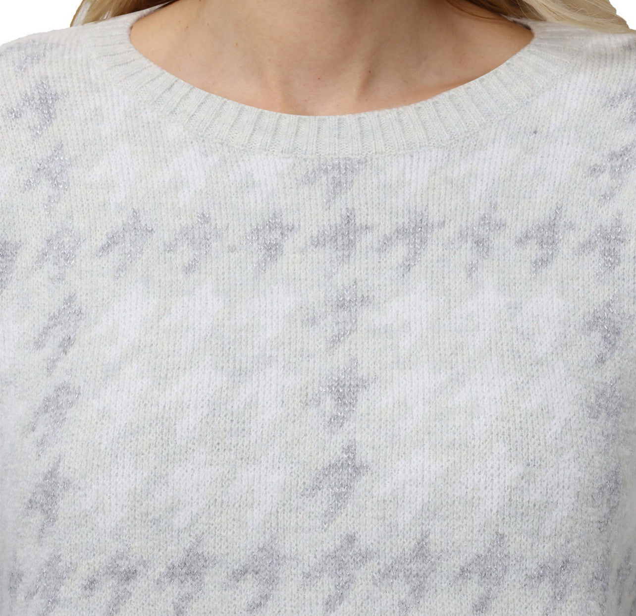 525 Women's Super Soft Crewneck Pullover Lurex Fairisle Sweater M