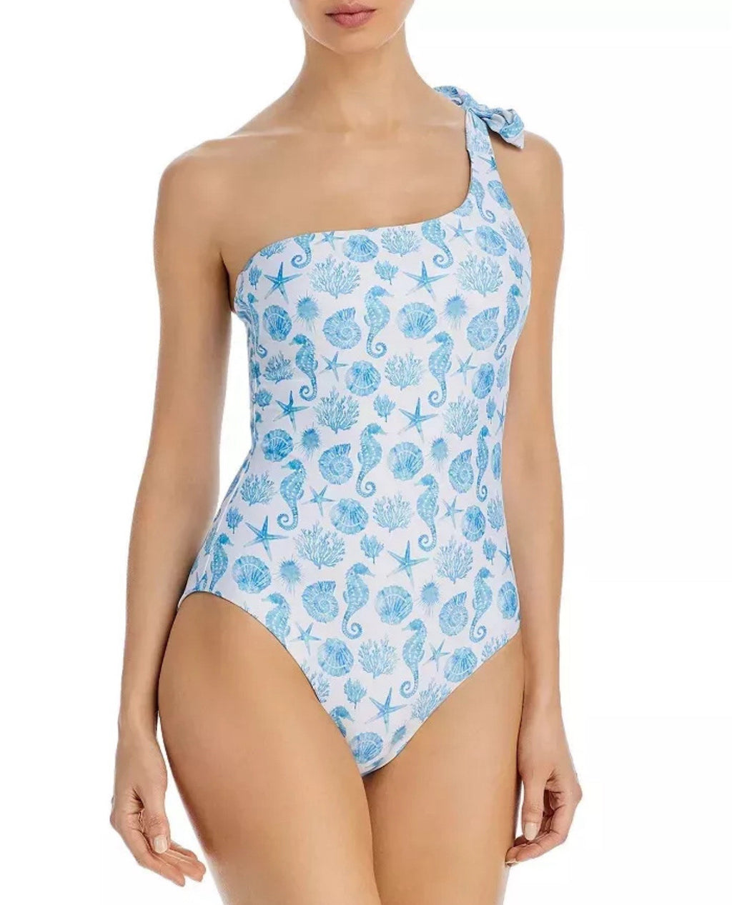 Aqua BLUE SEA Printed Asymmetric One Piece Swimsuit, US  S