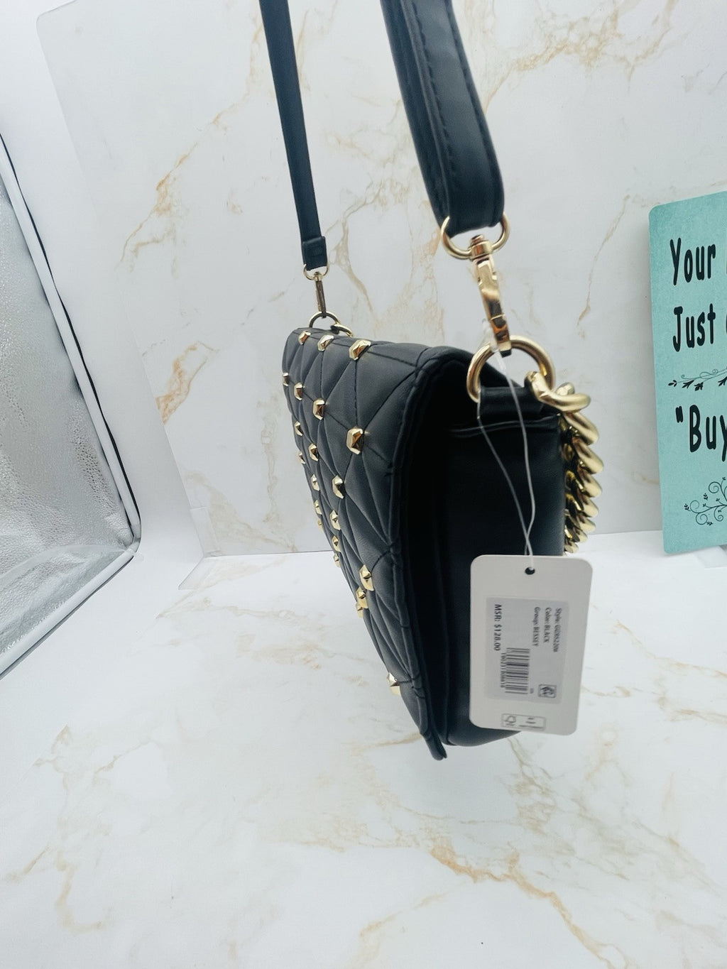 Guess Glimmer Flap Convertible Clutch, - Black
