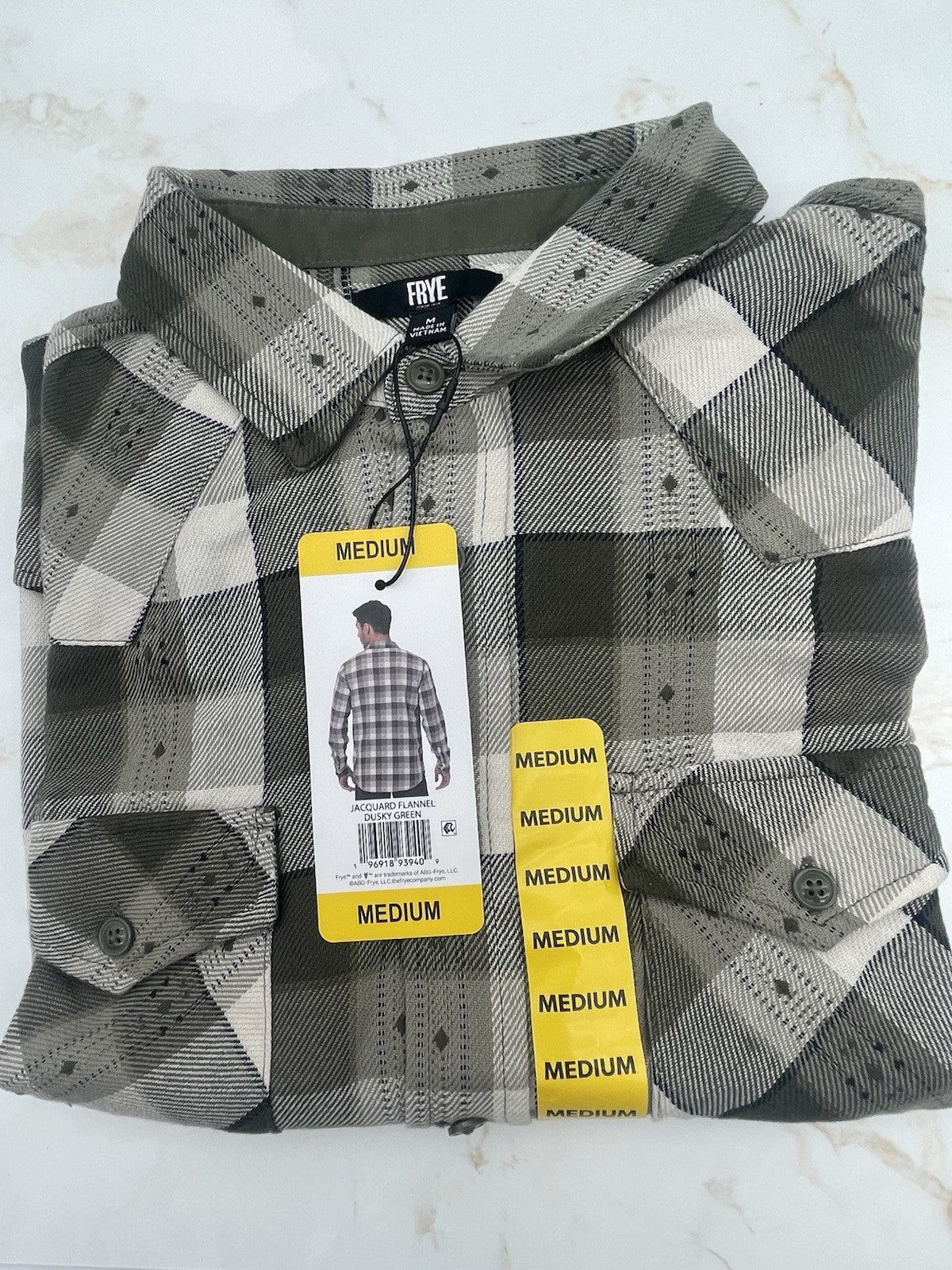 Frye Men's Jacquard Flannel Size M Dusky Green