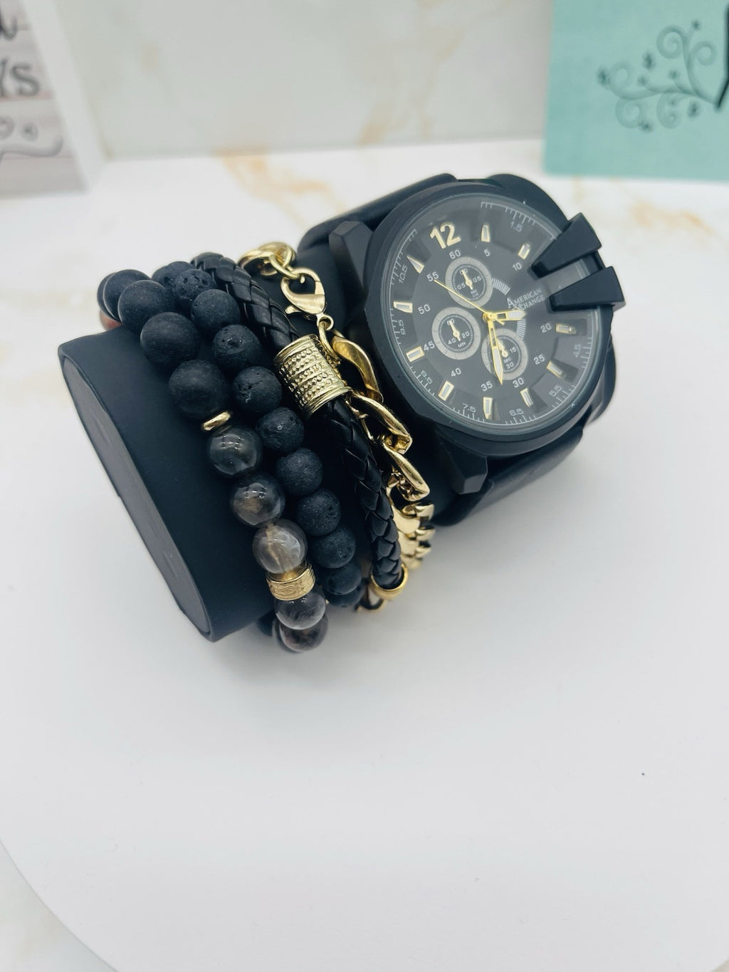 American Exchange Polyurethane Strap Watch 40mm Gift Set $40 # WH 385