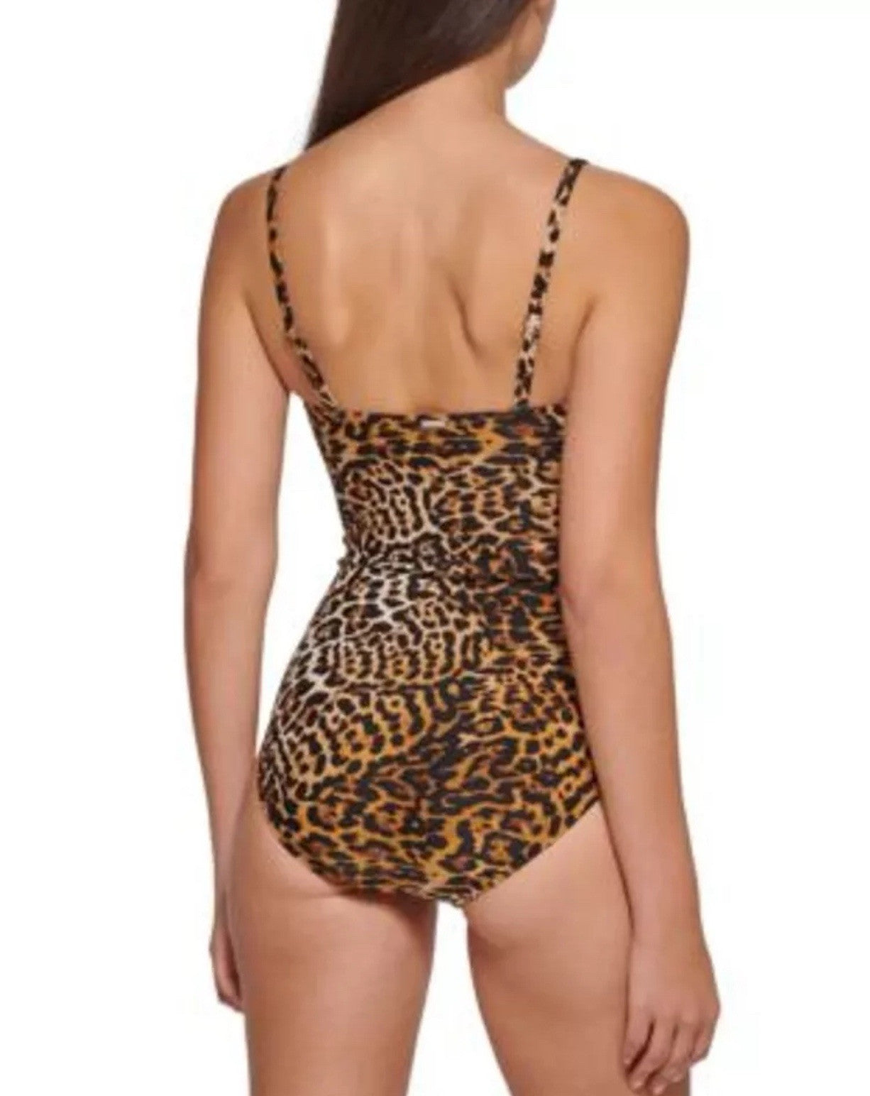 Calvin Klein JAGUAR Print Strapless Tummy-Control One-Piece Swimsuit, US 16