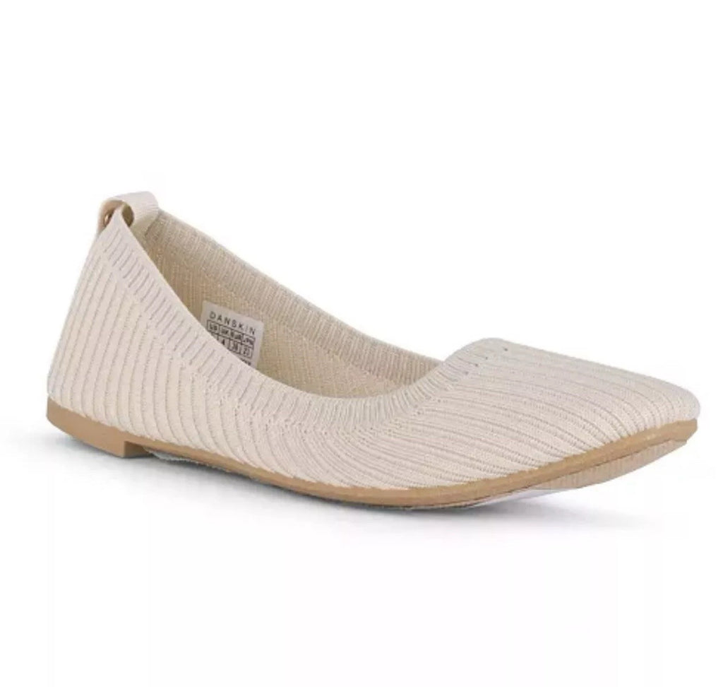 Danskin Hope Slip On Ballet Flats Comfort Natural with ribbed stretch knit Sz11