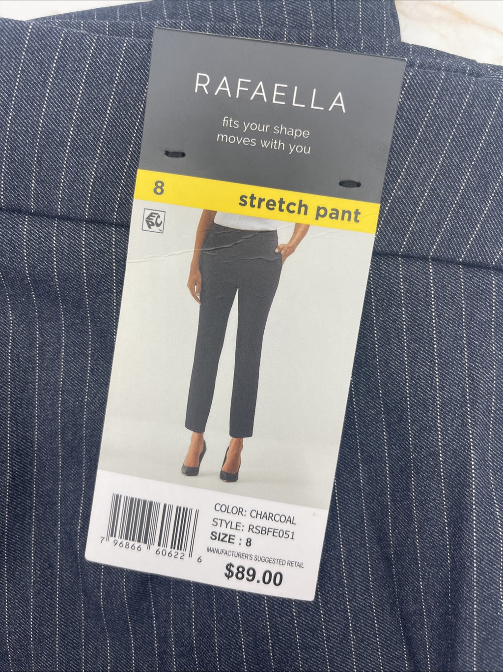Rafaella Women’s Pull-On Belt Loops Functional Pockets Stretch Ankle Pant Sz 8