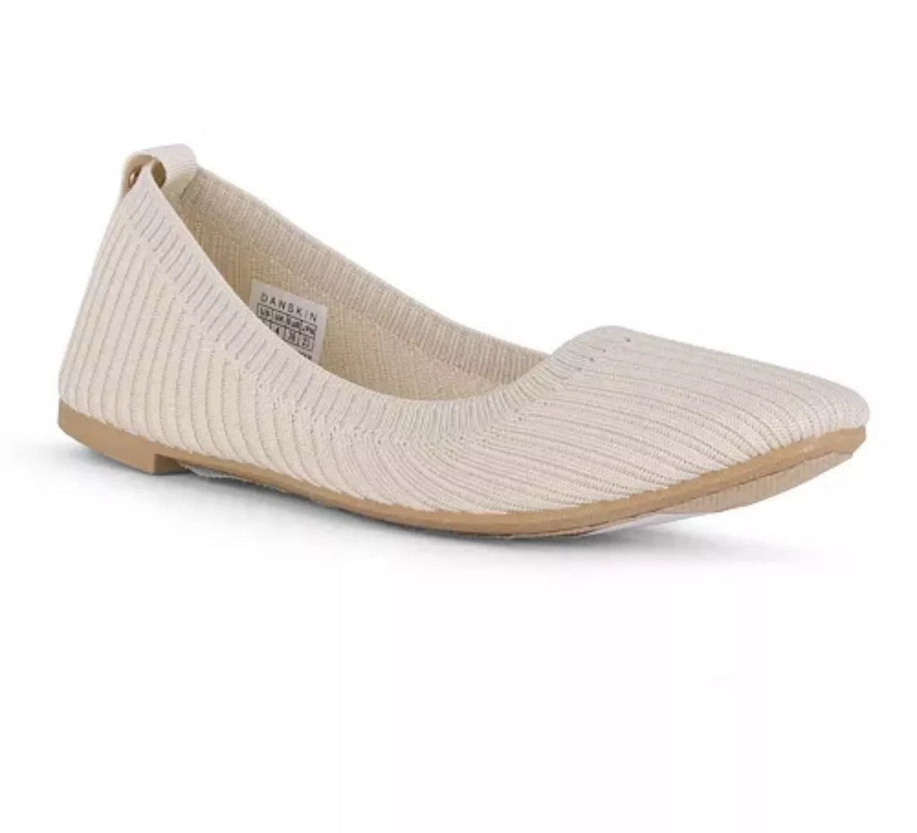 Danskin Hope Slip On Ballet Flats Comfort Natural with ribbed stretch knit Sz11