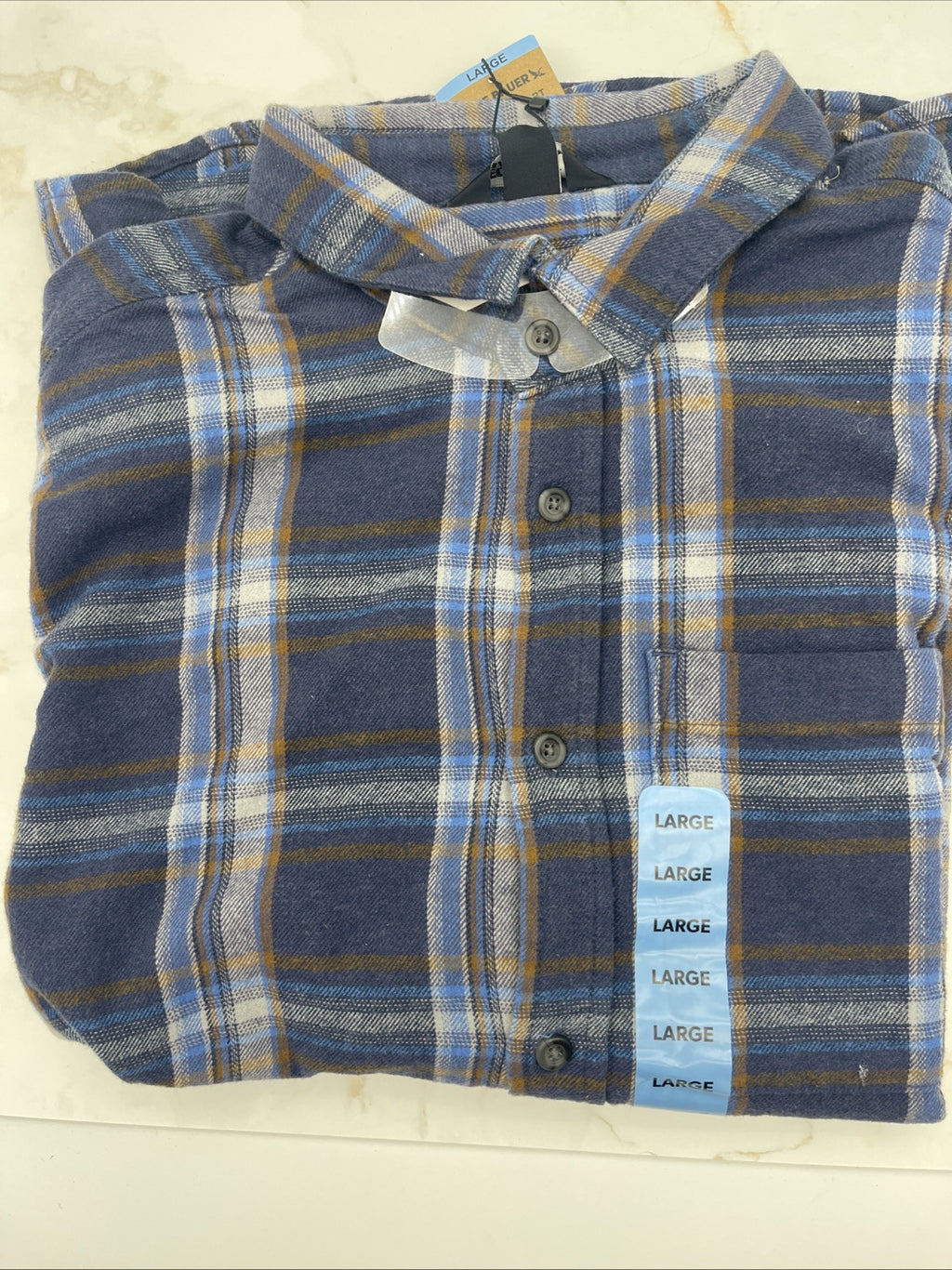 Eddie Bauer Men's 100% Cotton Easy Care Warm Brushed Twill Flannel Shirt Size L