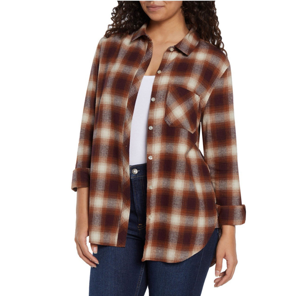 Gap Women's Soft Long Sleeve Hi-Low Hem Relaxed Fit Flannel Size M