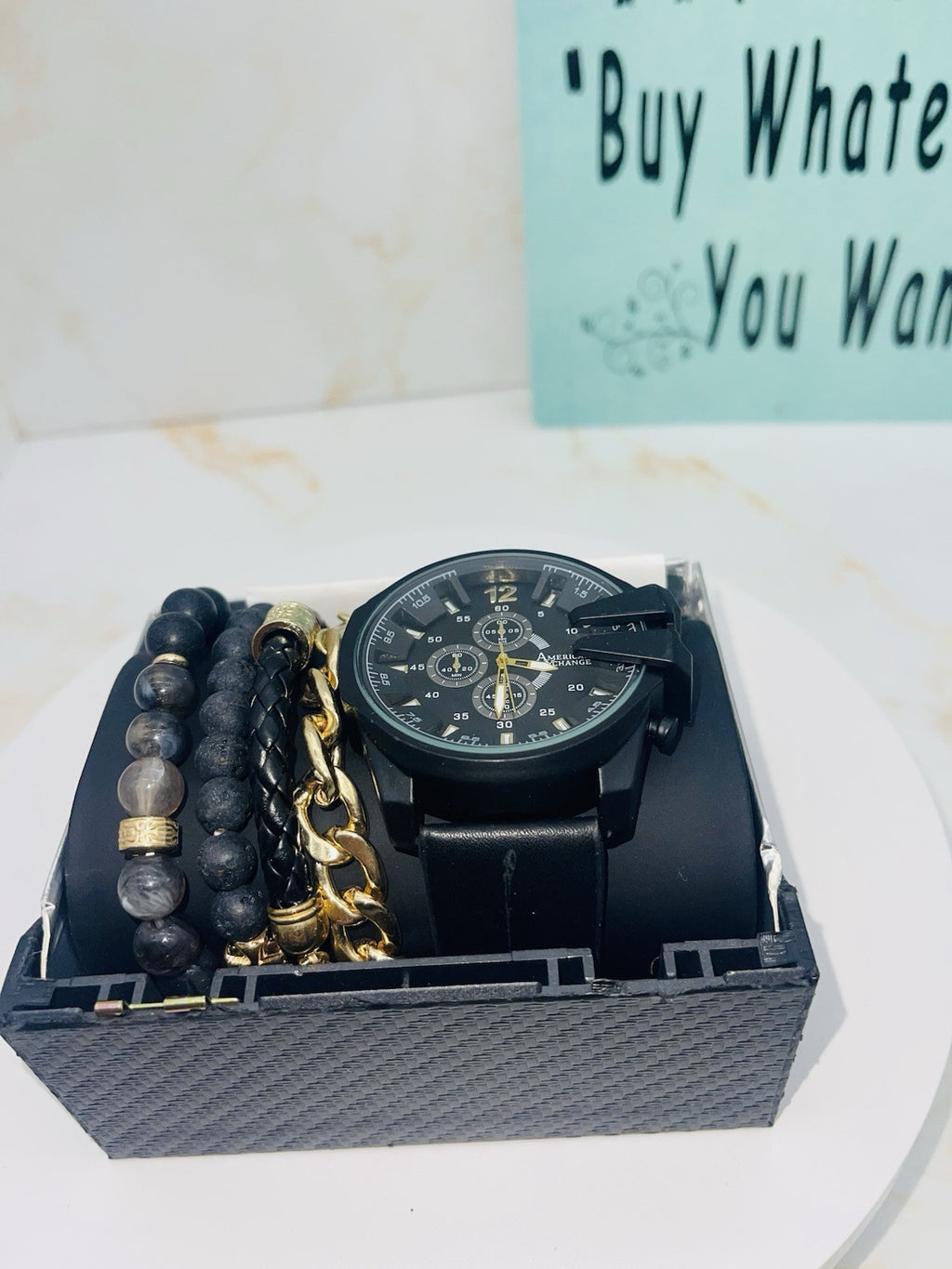 American Exchange Polyurethane Strap Watch 40mm Gift Set $40 # WH 385