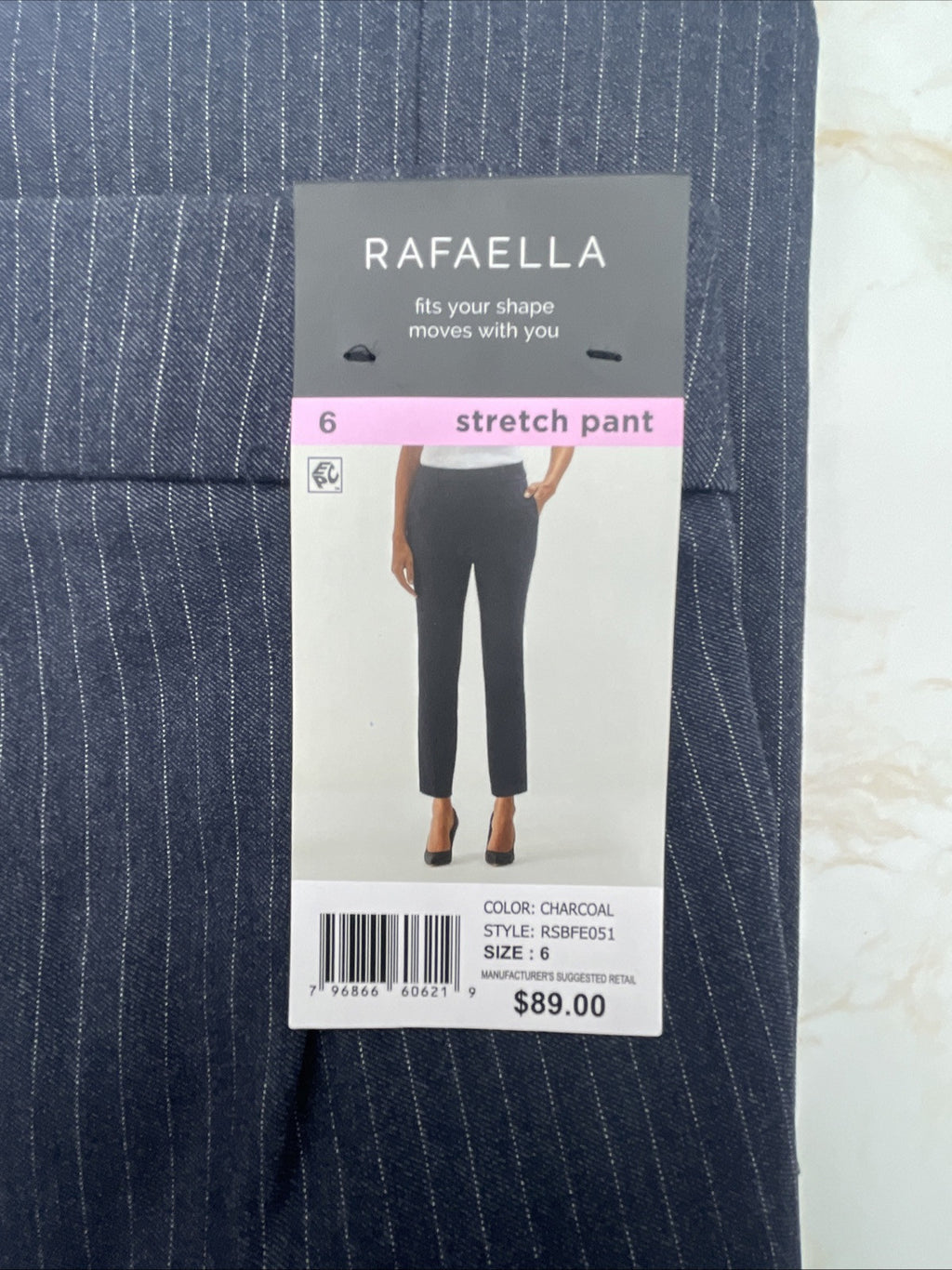 Rafaella Women’s Pull-On Belt Loops Functional Pockets Stretch Ankle Pant Size 6