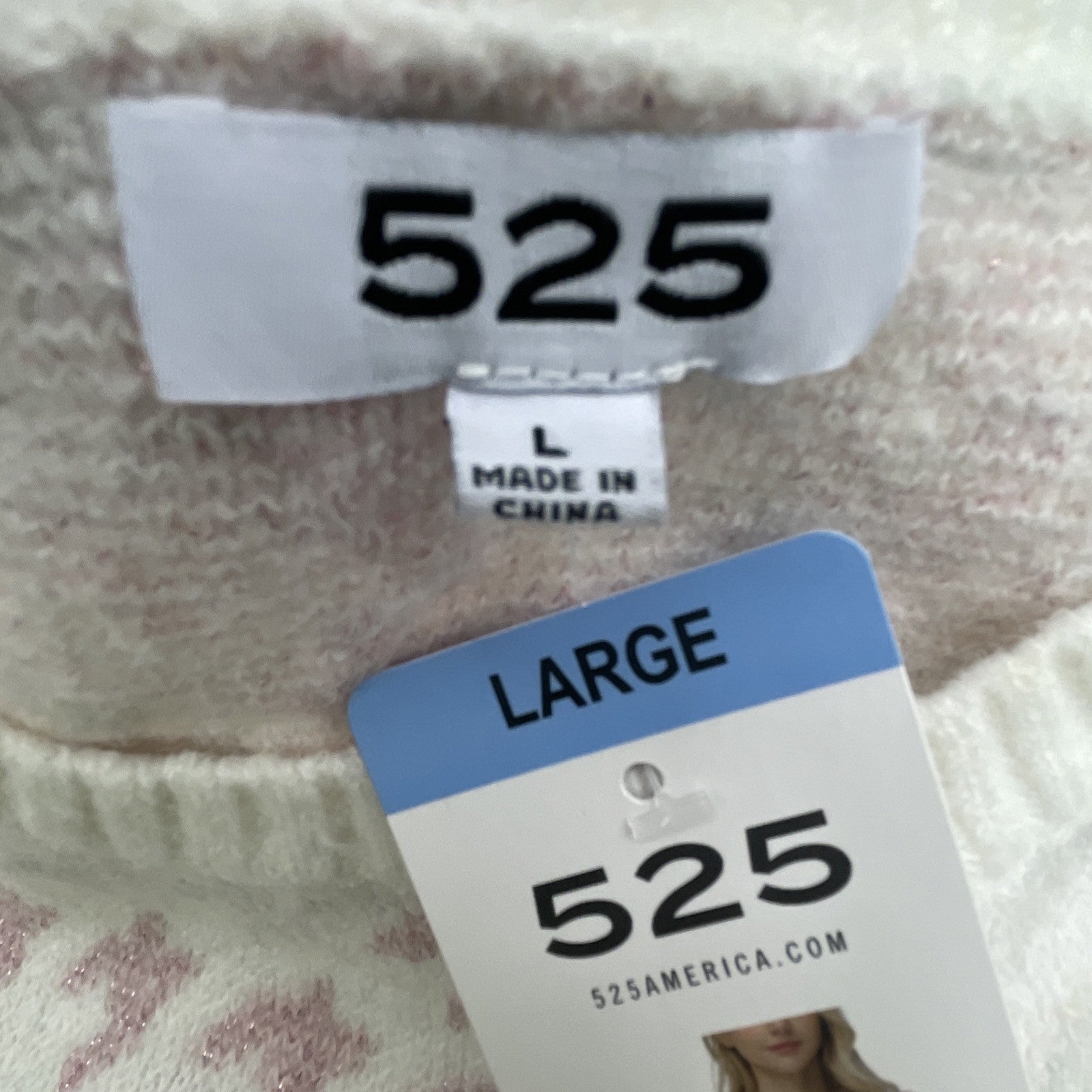 525 Women's Super Soft Crewneck Pullover Lurex Fairisle Sweater L