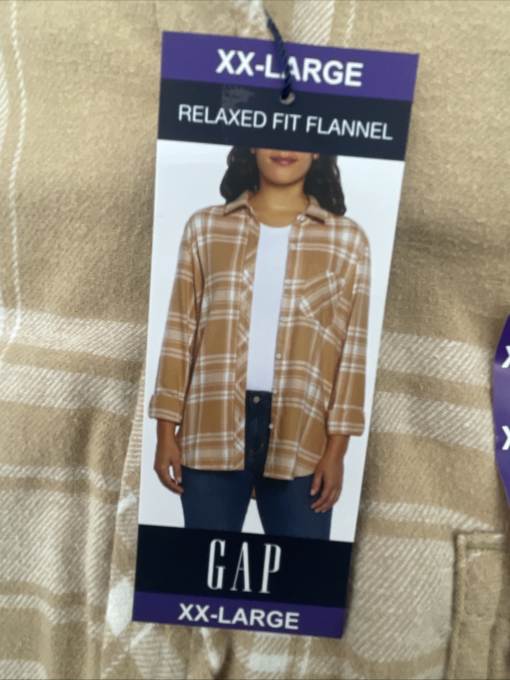 Gap Women's Soft Long Sleeve Hi-Low Hem Relaxed Fit Flannel Size XXL
