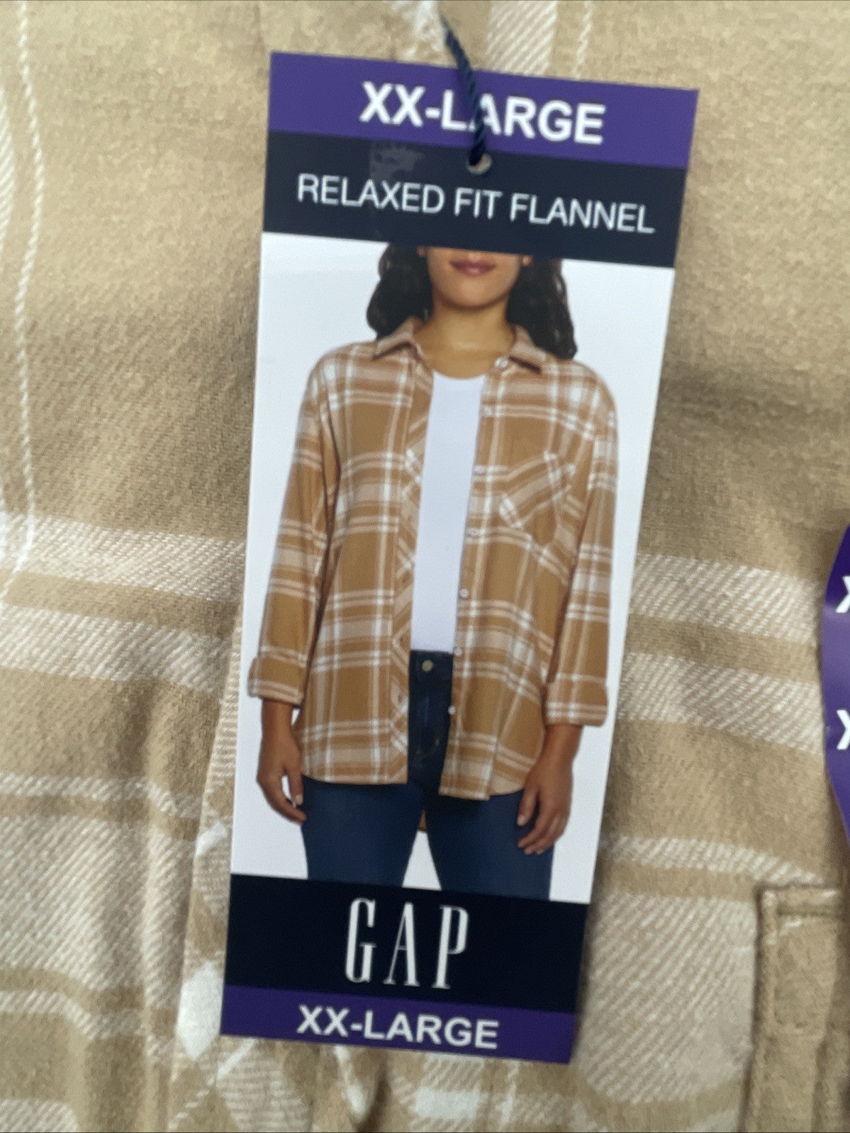 Gap Women's Soft Long Sleeve Hi-Low Hem Relaxed Fit Flannel Size XXL