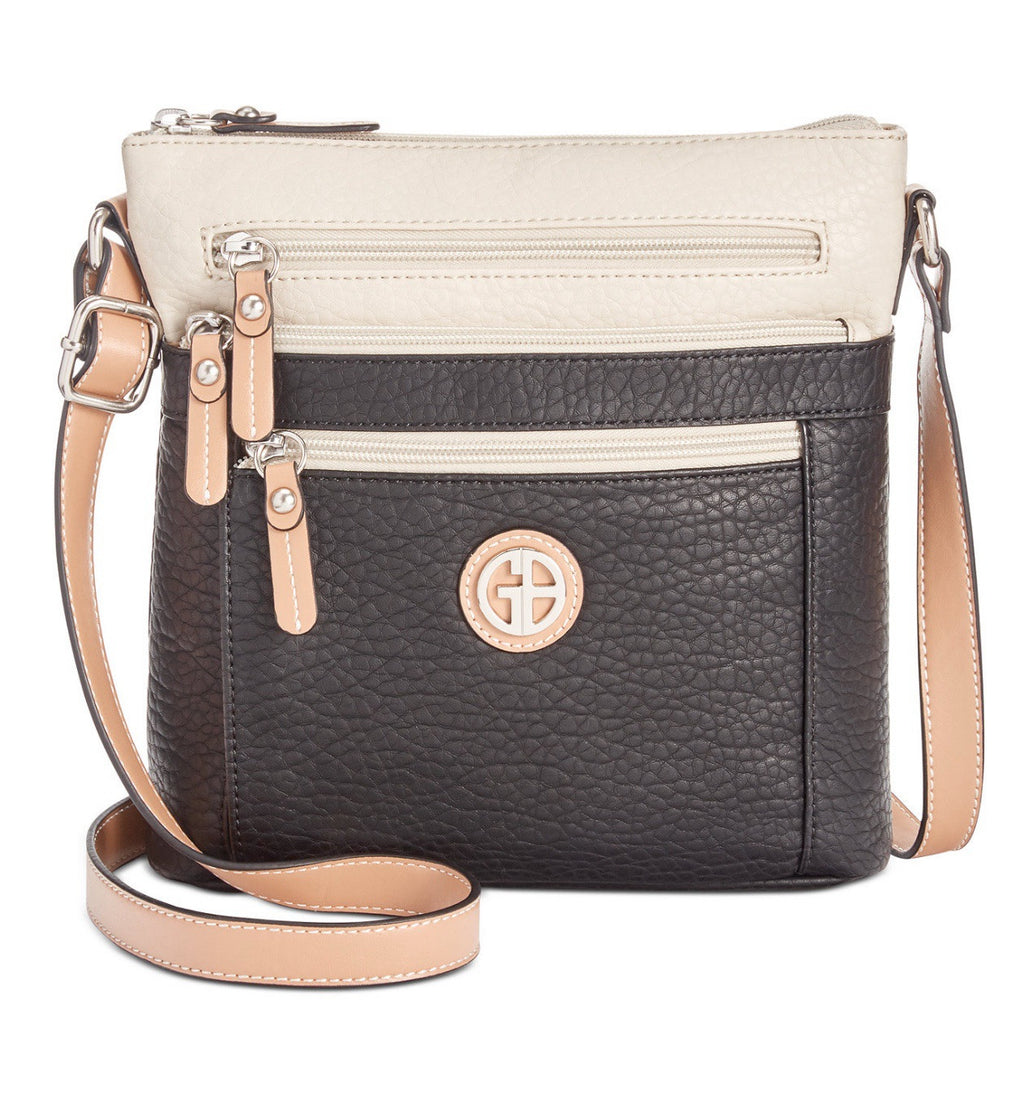 GIANI BERNINI colorblock pebbled faux-leather crossbody bag - Coffee Brown Ivory