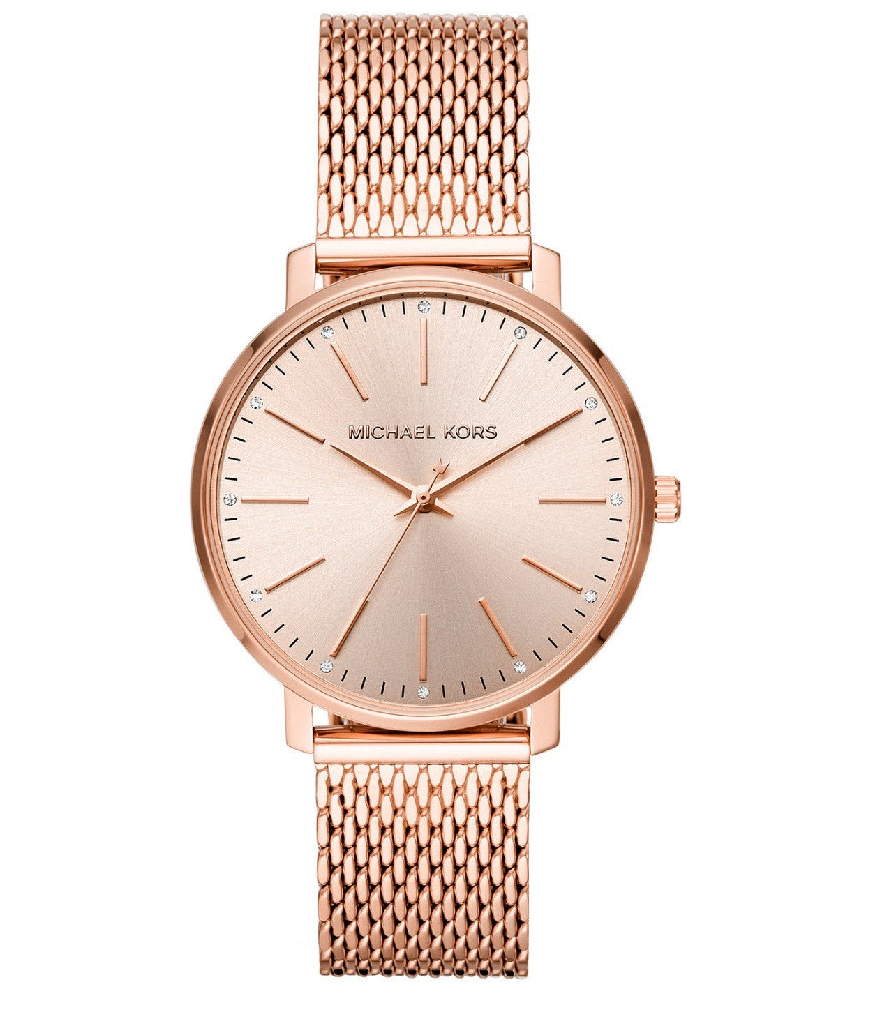 (MA4) Michael Kors MK4340 Women's Pyper Three-Hand Rose Gold-Tone Steel Watch