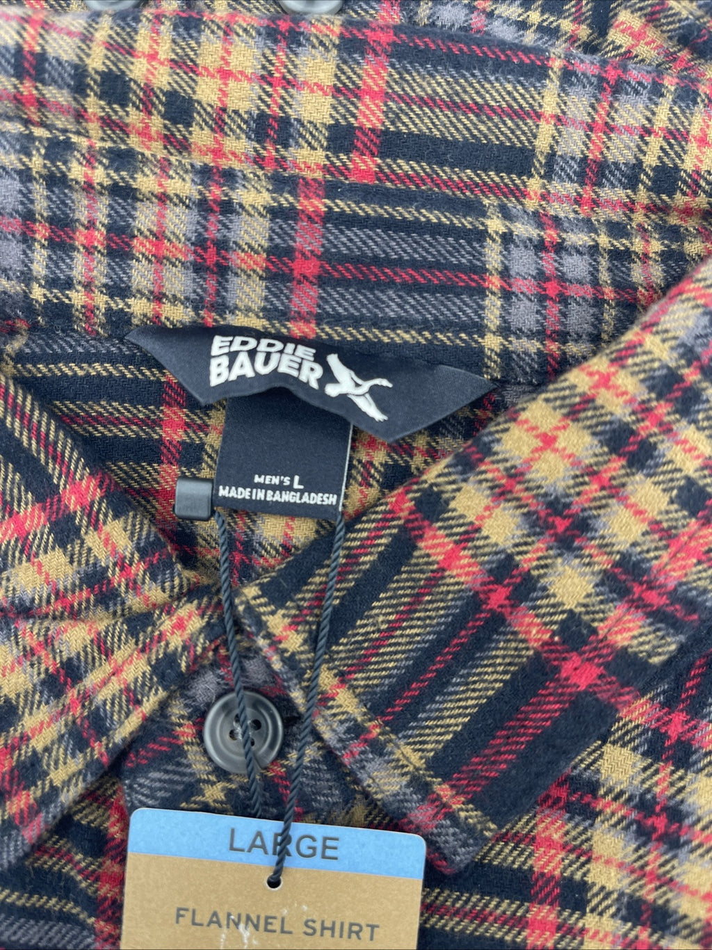 Eddie Bauer Men's 100% Cotton Easy Care Warm Brushed Twill Flannel Shirt Size L