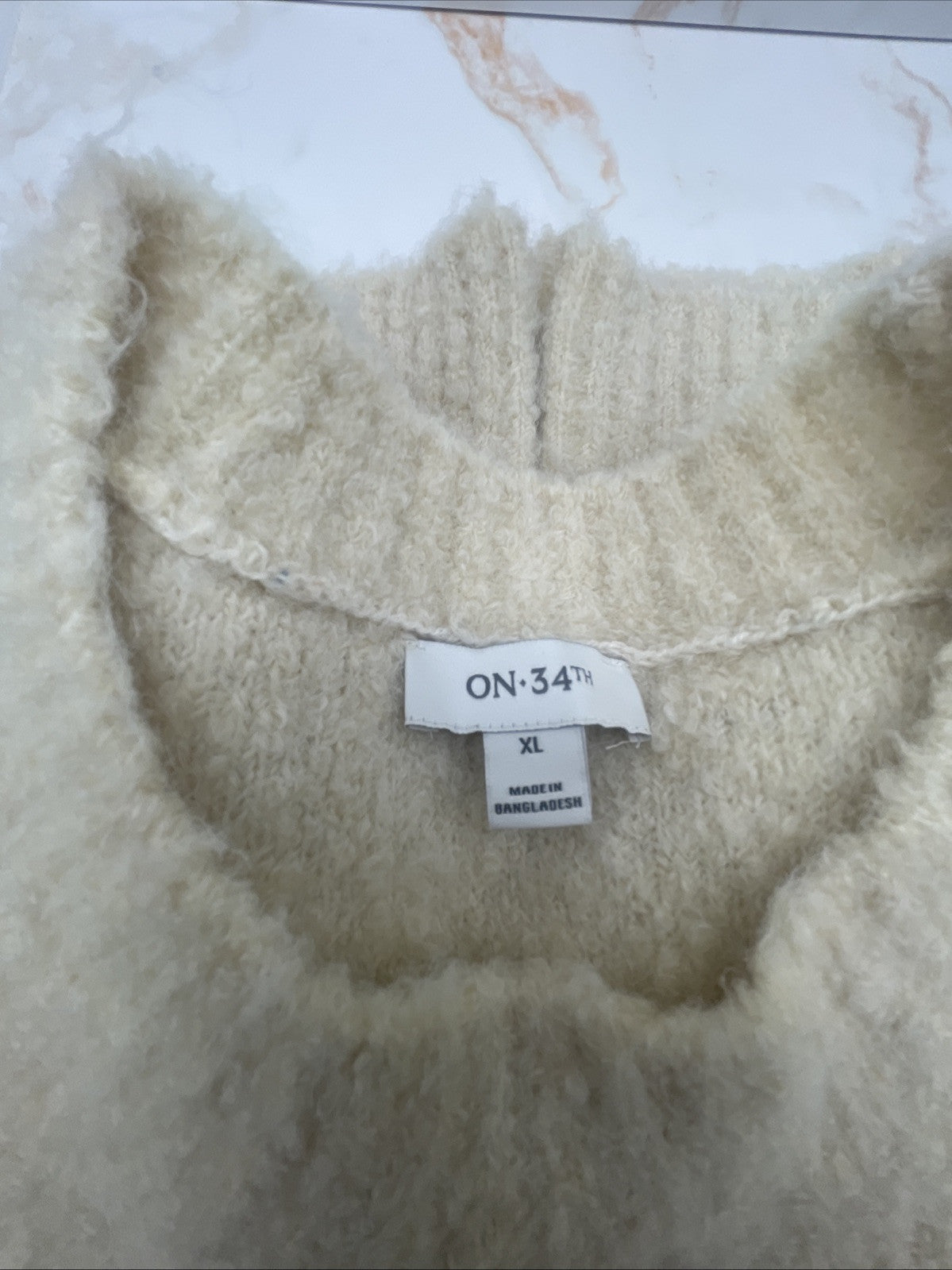 On 34th Women's Plus On 34th Pink Marled Bouclé Sweater,  Size XL White