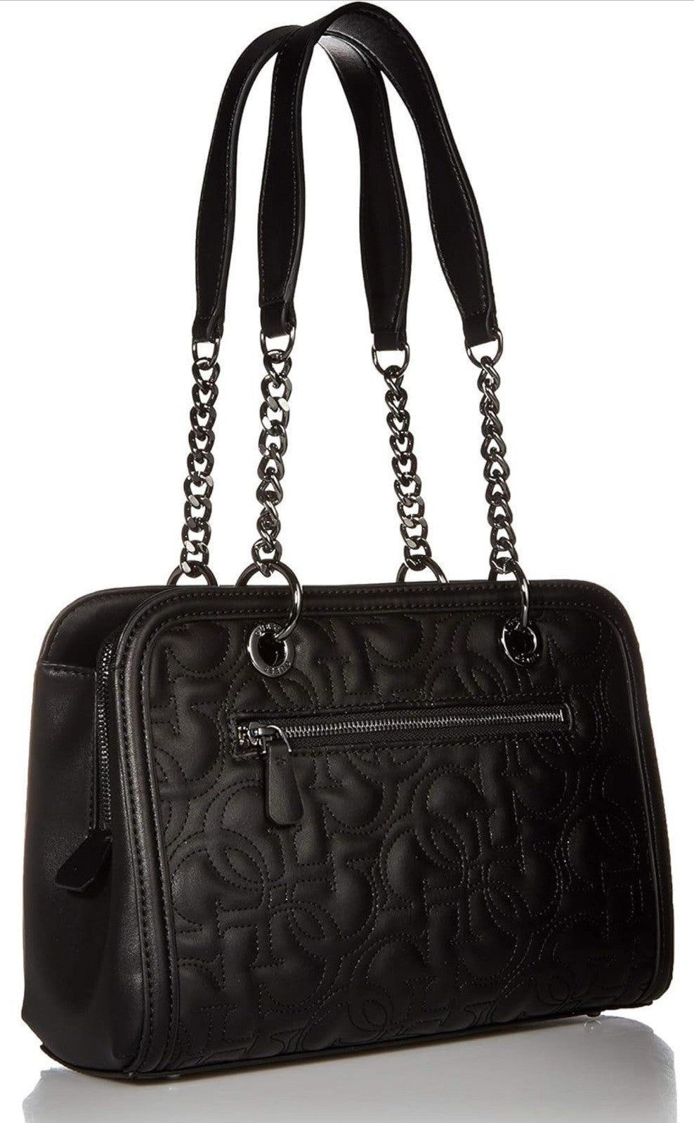 GUESS Women's New Wave Logo Girlfriend Satchel Bag Black