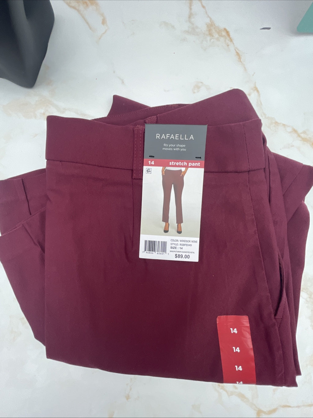 Rafaella Women’s Pull-On Belt Loops Functional Pockets Stretch Ankle Pant 14