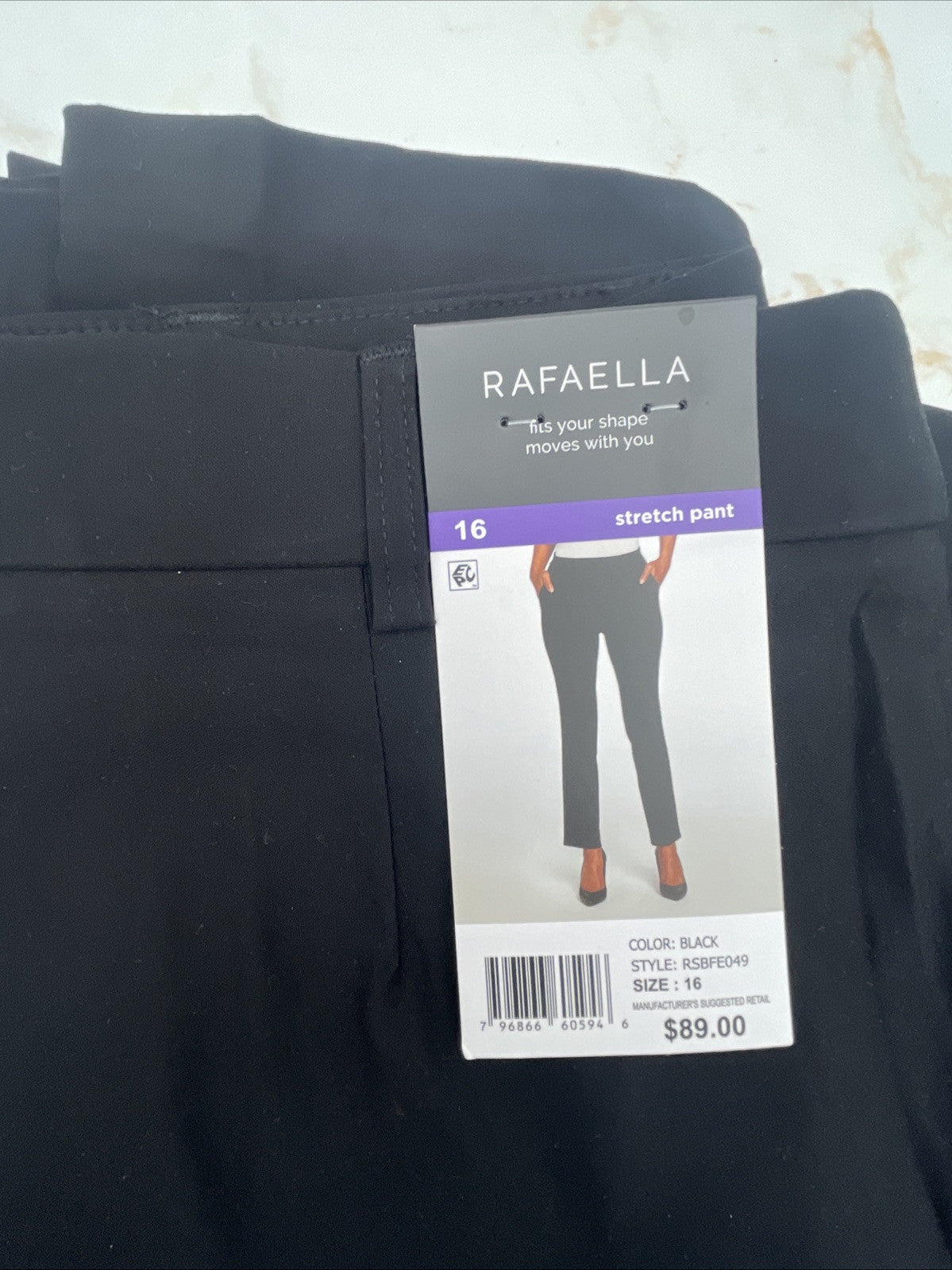 Rafaella Women's Pull-On Stretch Ankle Pant Size 16 Black