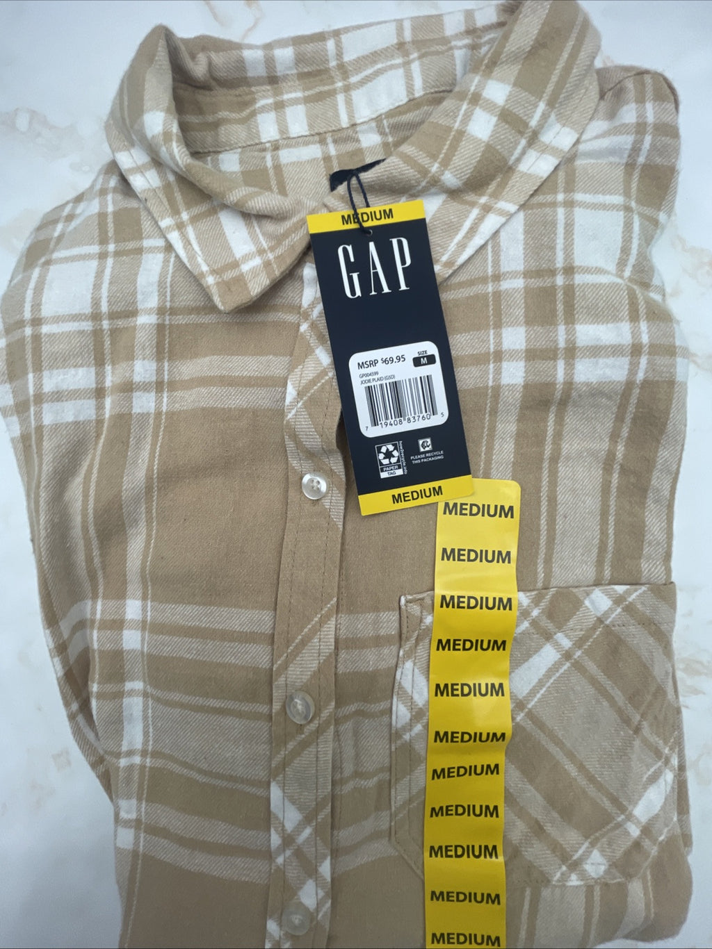 Gap Women's Soft Long Sleeve Hi-Low Hem Relaxed Fit Flannel Size M