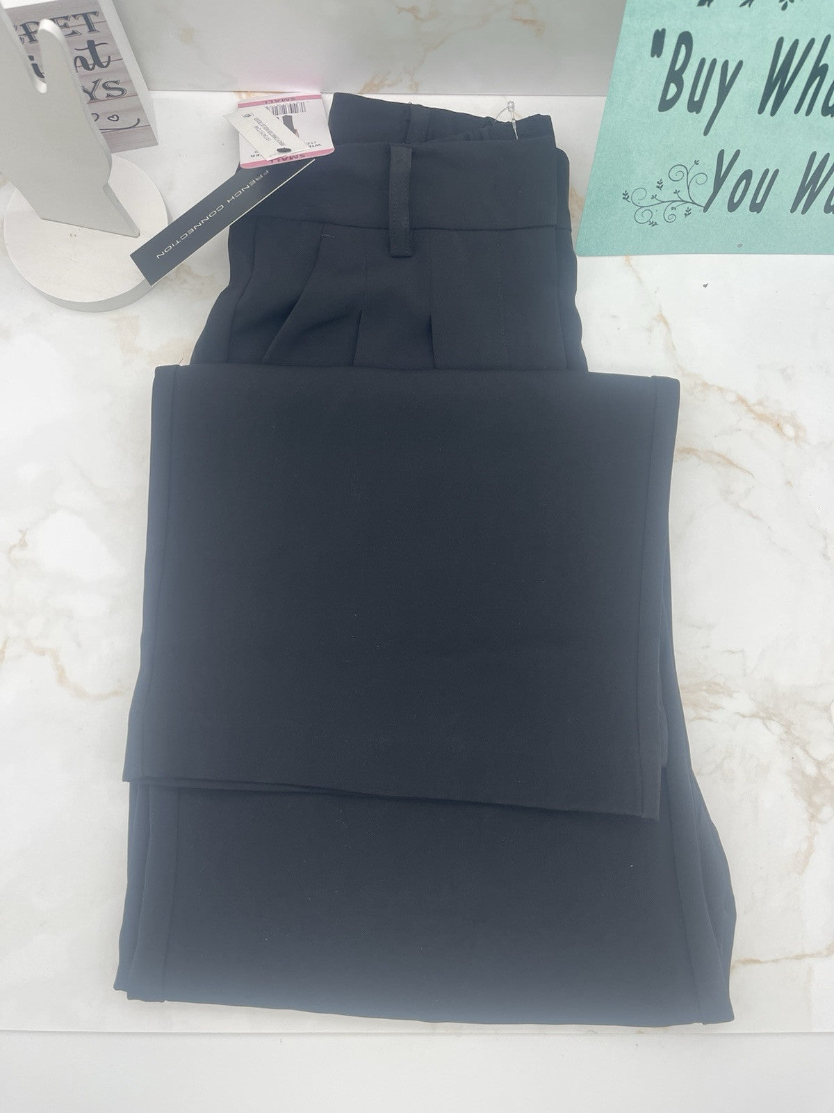French Connection Ladies Wide Leg Classic Pleat Dress Trouser Black  Size S