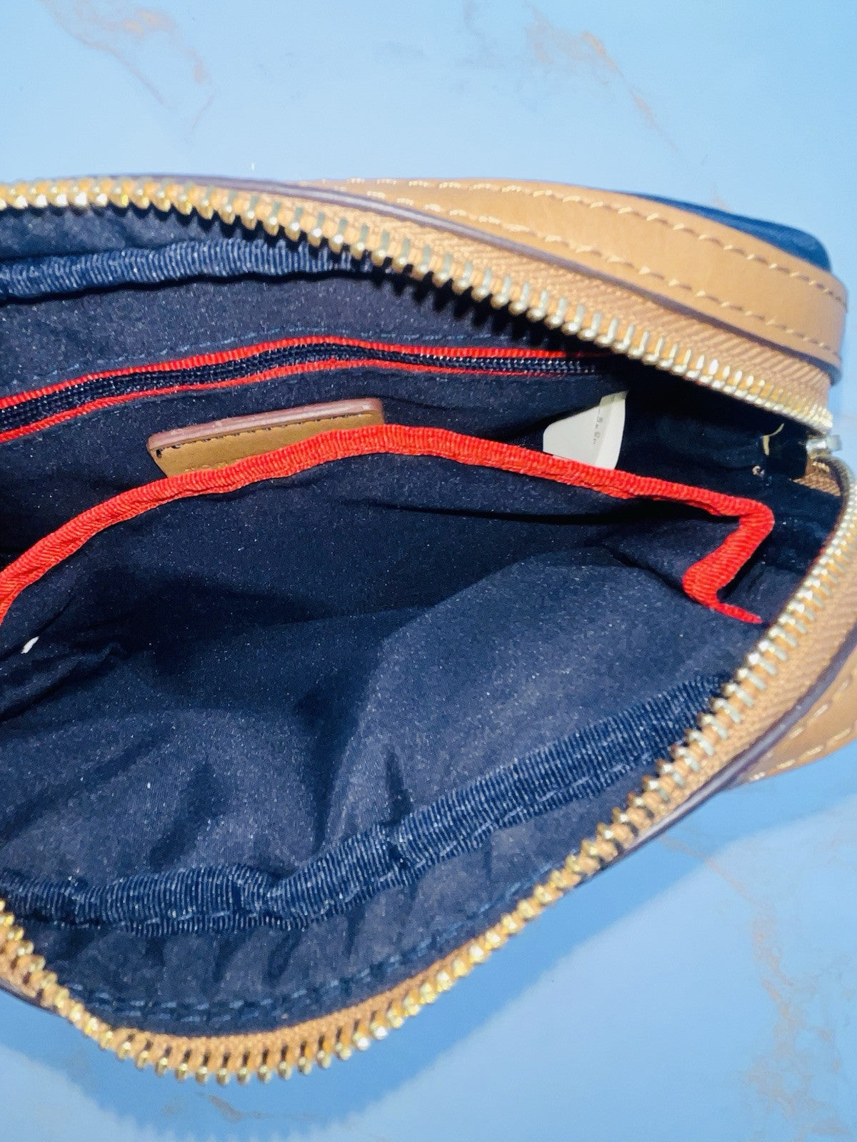 Tommy Hilfiger Julia Convertible Nylon Belt Bag Crossbody Blue/Tan JULIA NWT