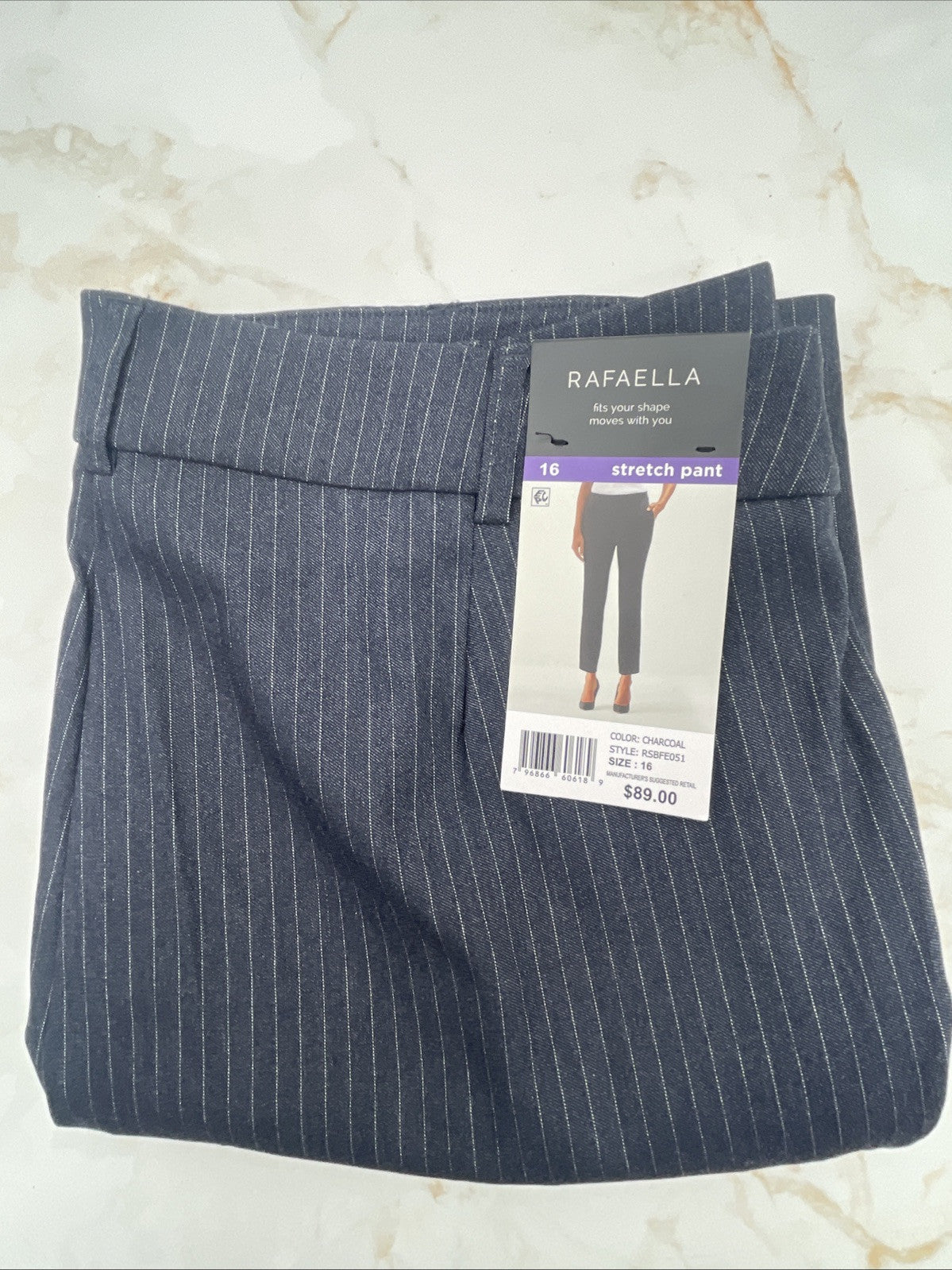 Rafaella Women’s Pull-On Belt Loops Functional Pockets Stretch Ankle Pant Sz 16