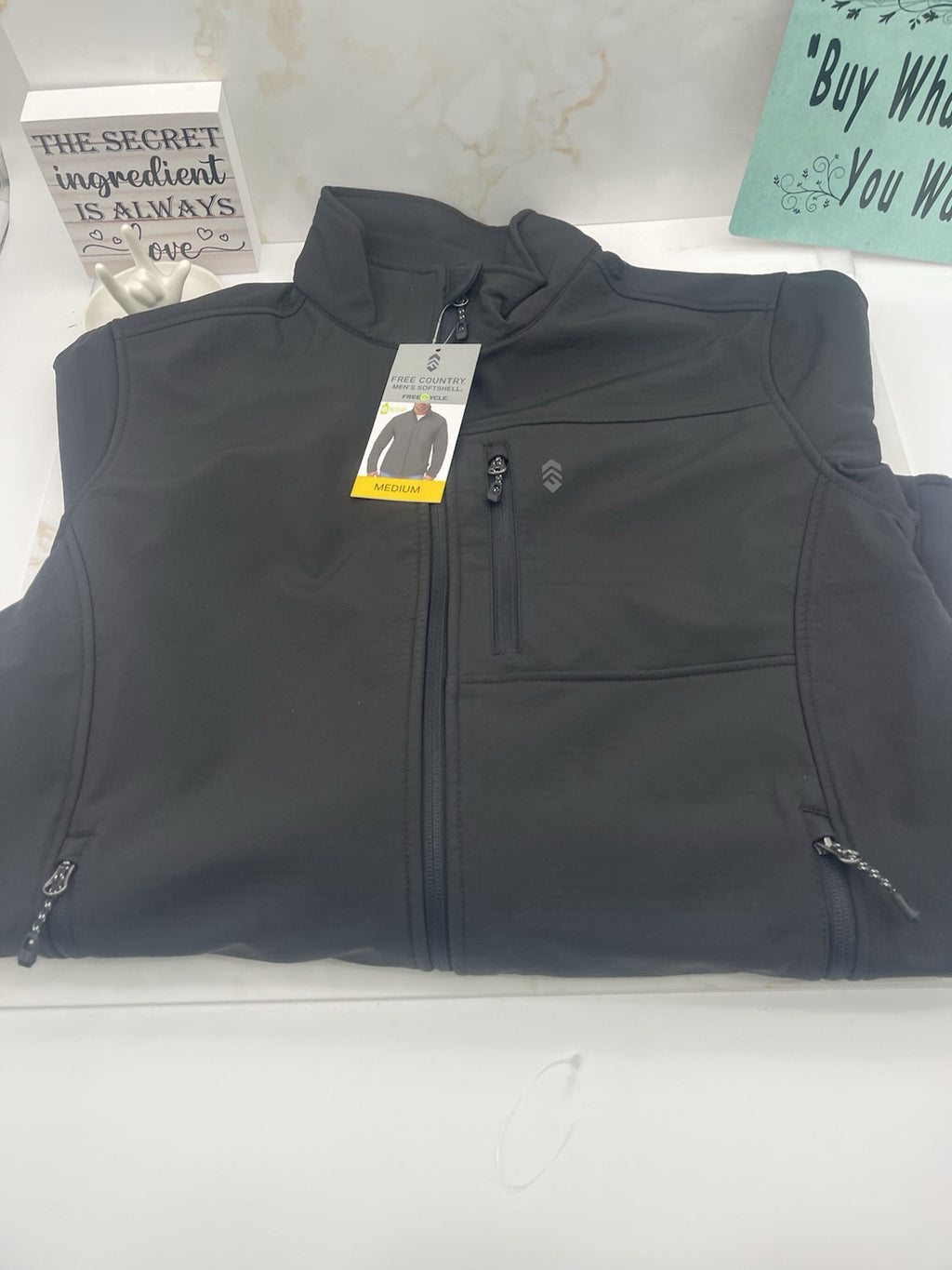 Free Country Men's Stretch Wind & Water Resistant Softshell Jacket S pick Black