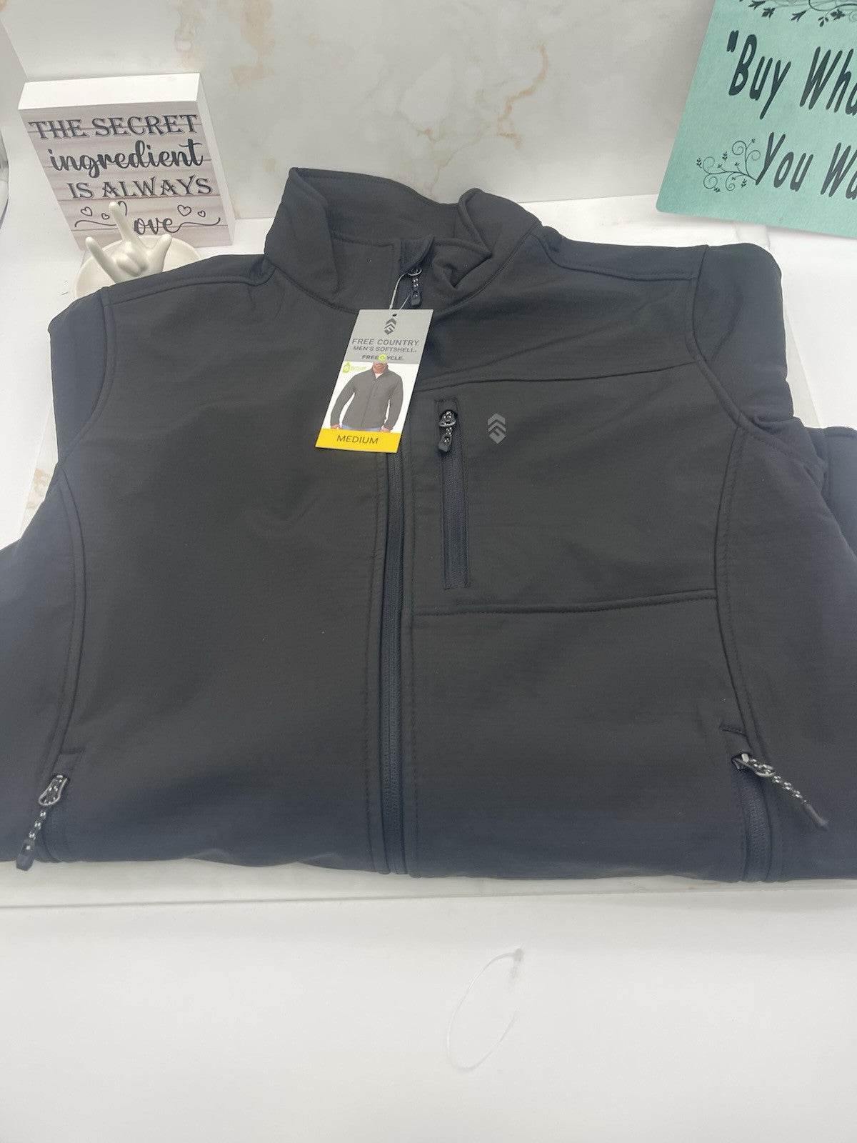 Free Country Men's Stretch Wind & Water Resistant Softshell Jacket S pick Black