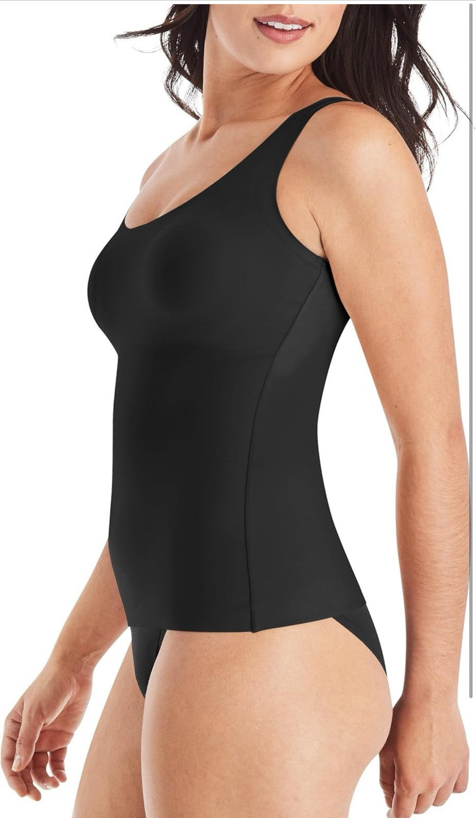 Maidenform Women's Shapewear Cami Tank Top Back Smoothing Black Size M. 3526