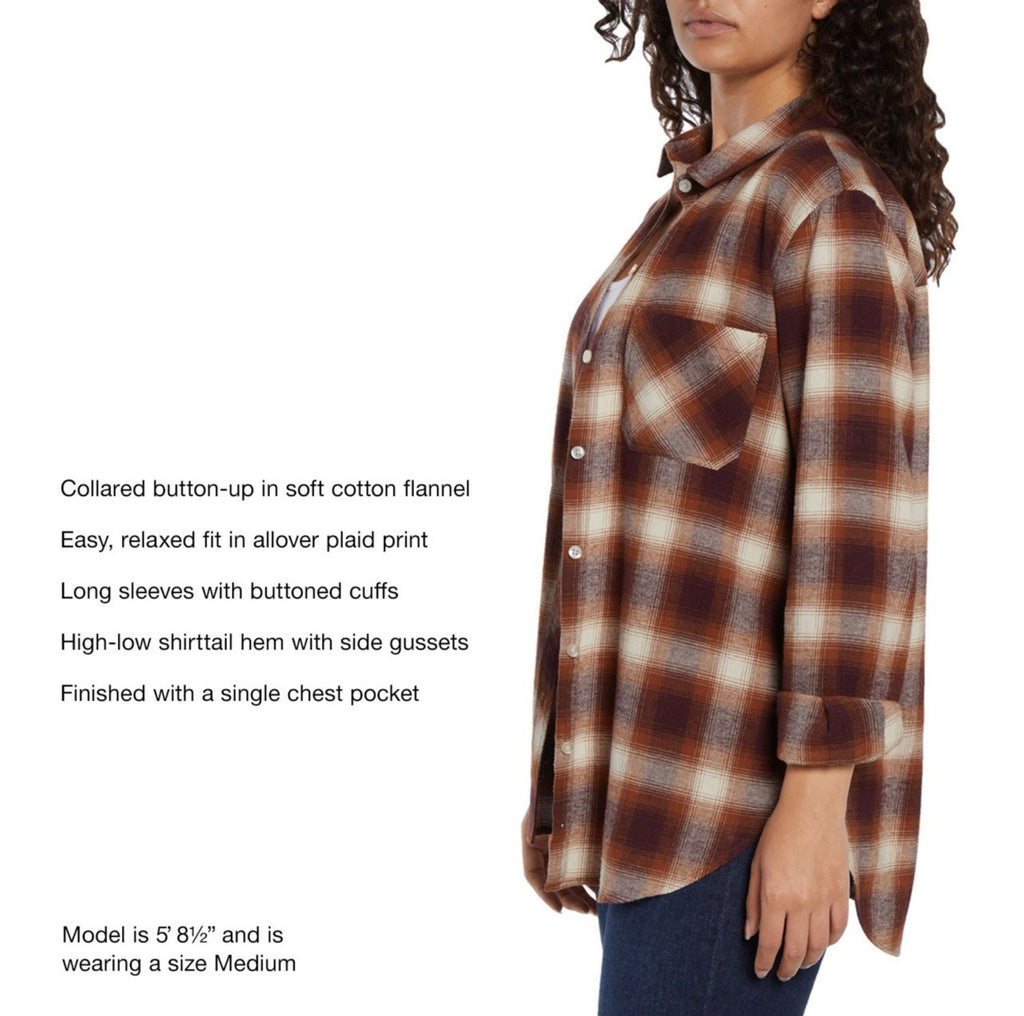 Gap Women's Soft Long Sleeve Hi-Low Hem Relaxed Fit Flannel Size M