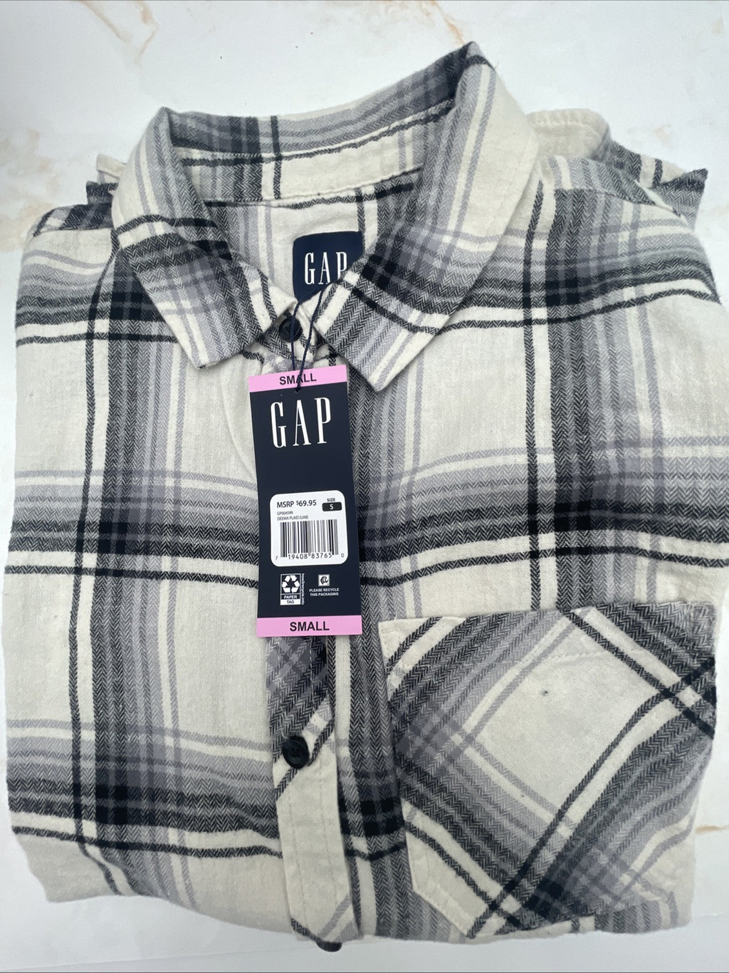 Gap Women's Soft Long Sleeve Hi-Low Hem Relaxed Fit Flannel Size S