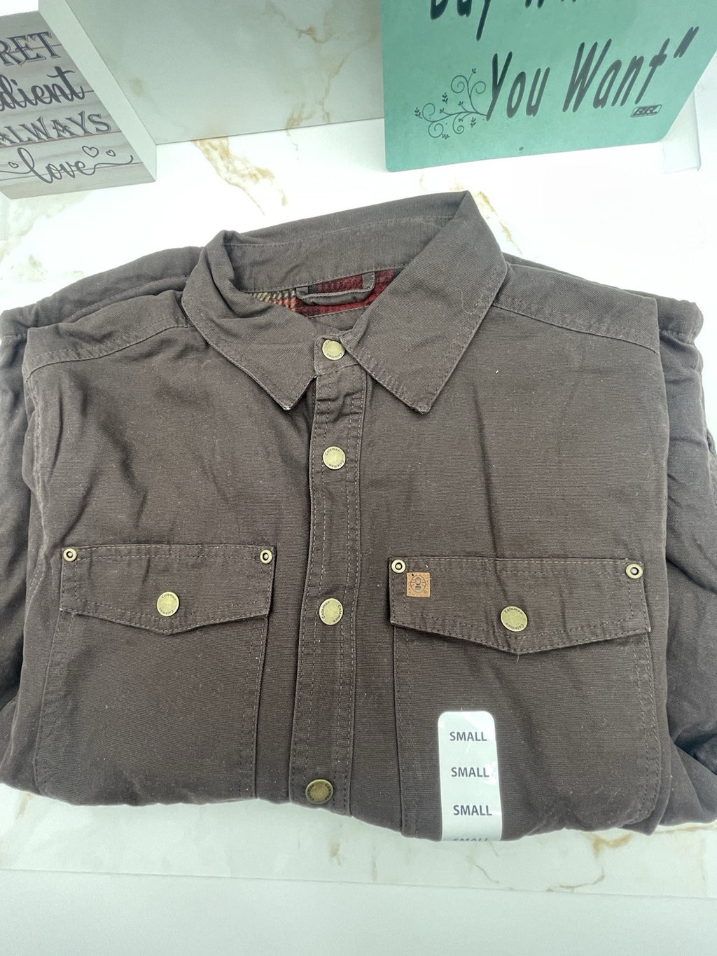Coleman Men's Fleece Lined Canvas Shirt Jacket Coffee  Size S