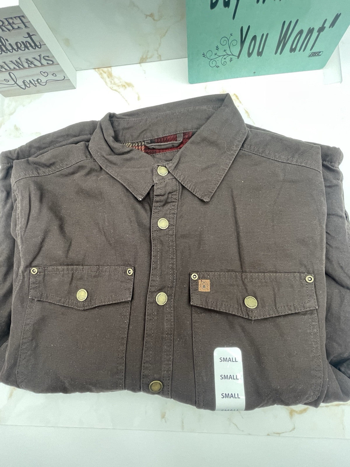Coleman Men's Fleece Lined Canvas Shirt Jacket Coffee  Size S