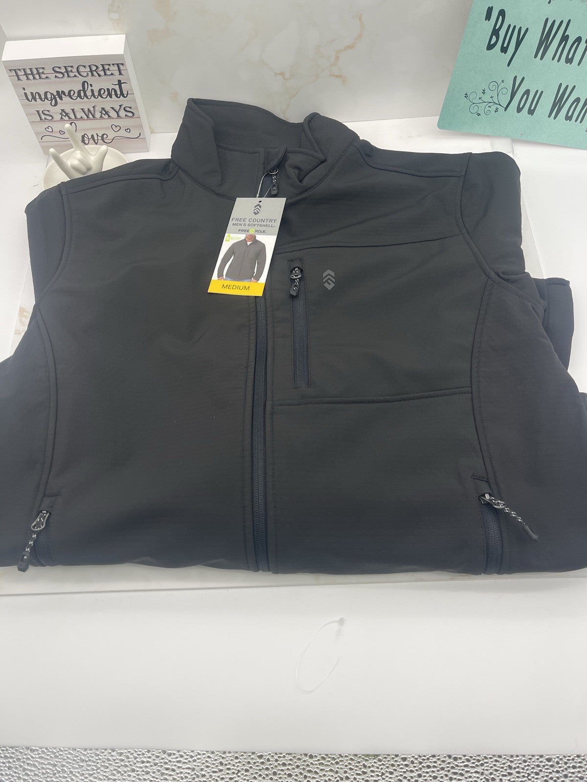 Free Country Men's Stretch Wind & Water Resistant Softshell Jacket S pick Black