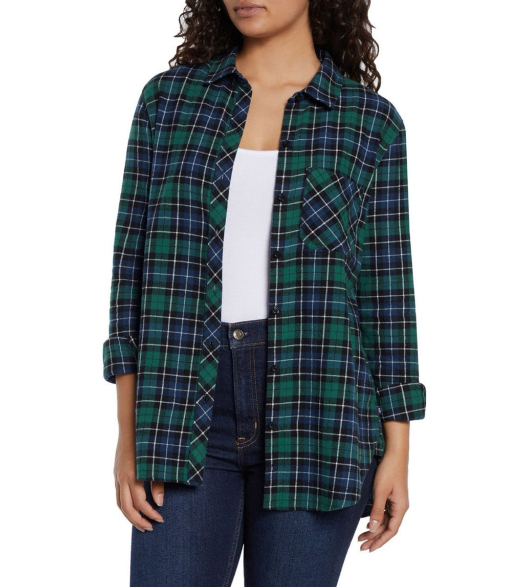 Gap Women's Soft Long Sleeve Hi-Low Hem Relaxed Fit Flannel Size L