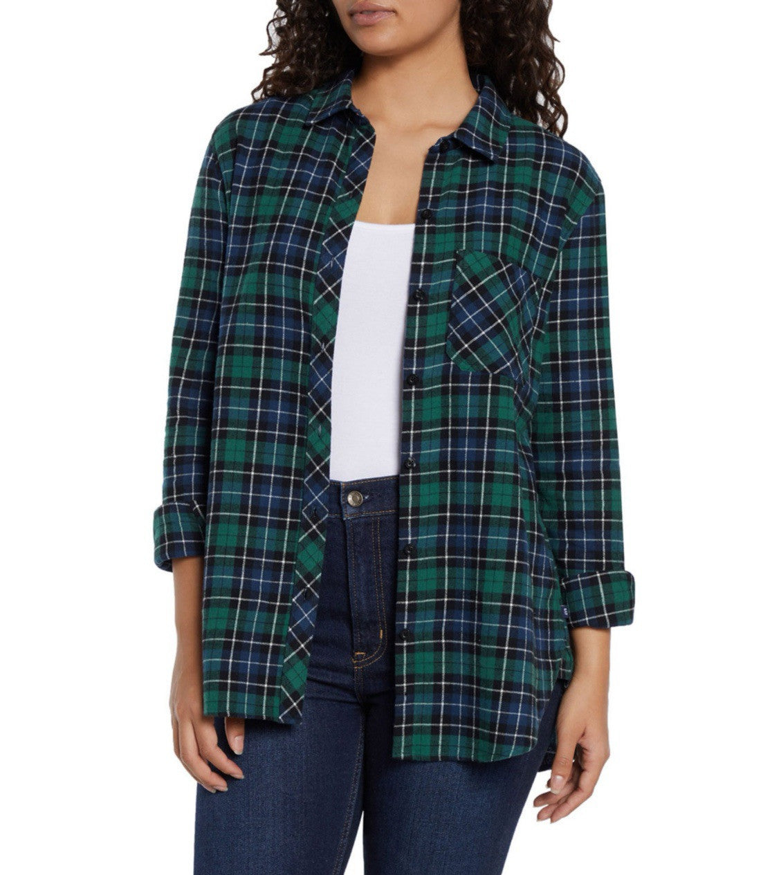 Gap Women's Soft Long Sleeve Hi-Low Hem Relaxed Fit Flannel Size L